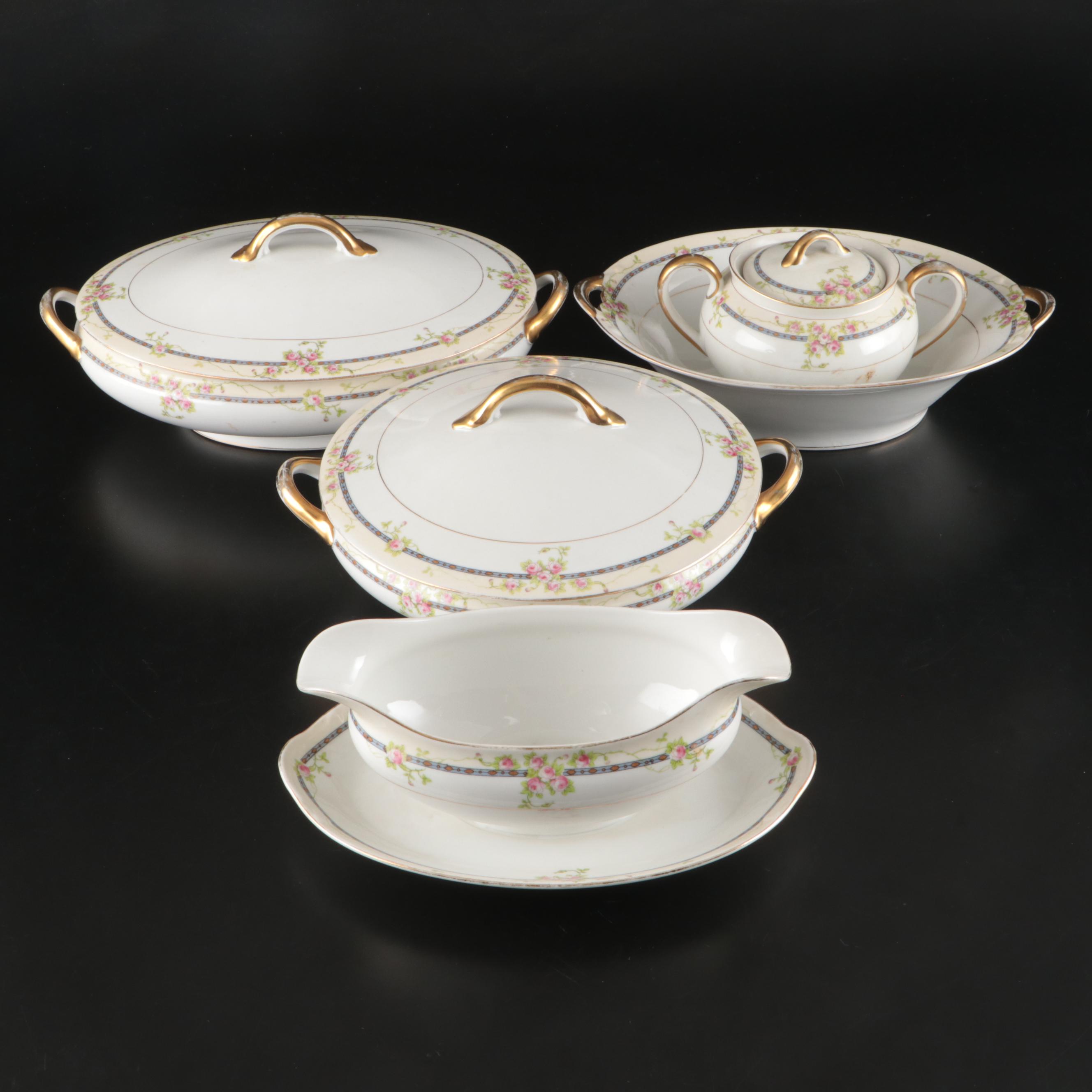 Noritake "Chanrose" Porcelain Serving Pieces, Early to Mid-20th Century