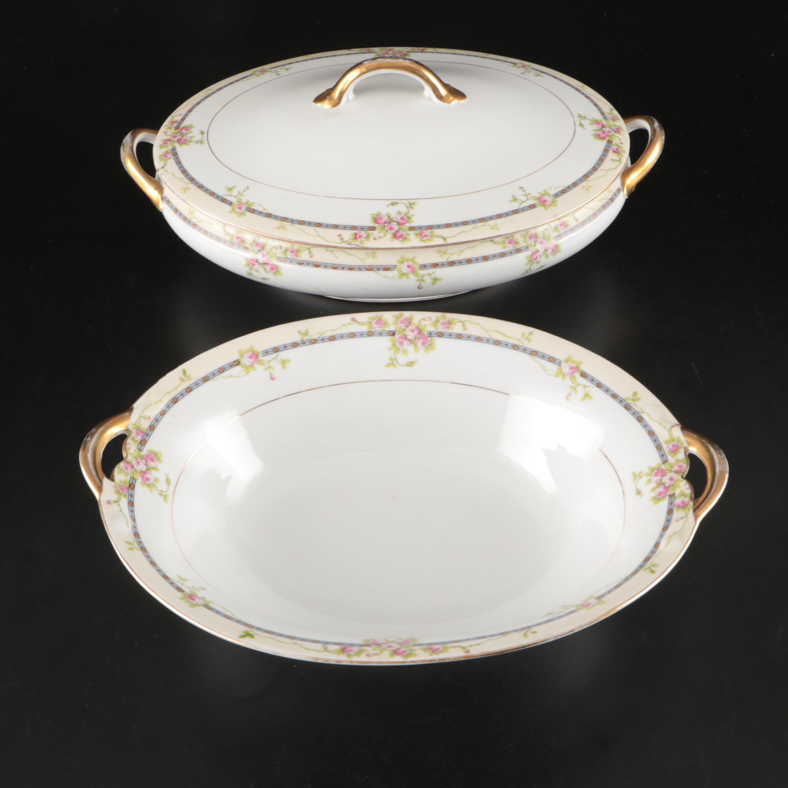 Noritake "Chanrose" Porcelain Serving Pieces, Early to Mid-20th Century