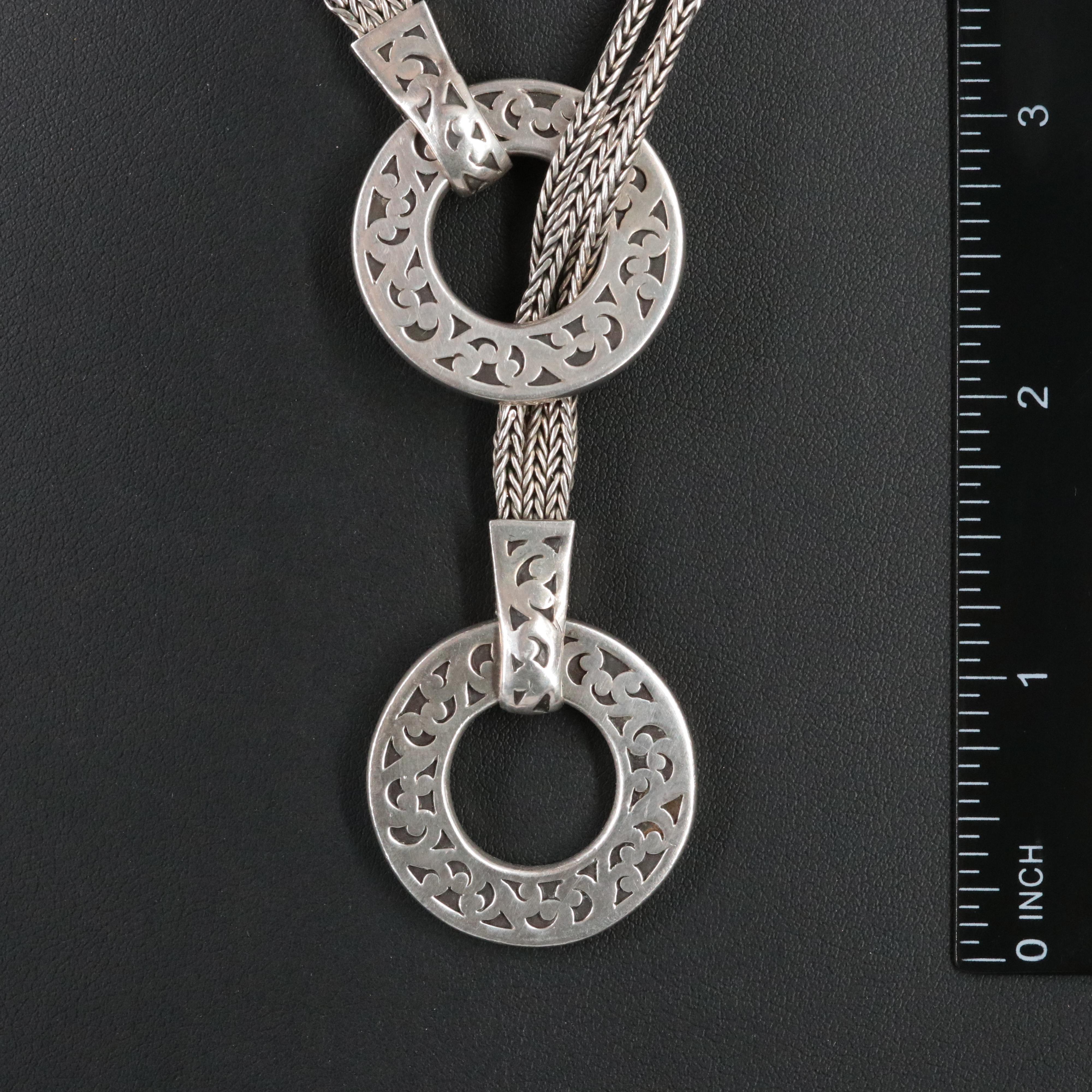 Lois Hill Sterling Foxtail Chain Lariat Necklace