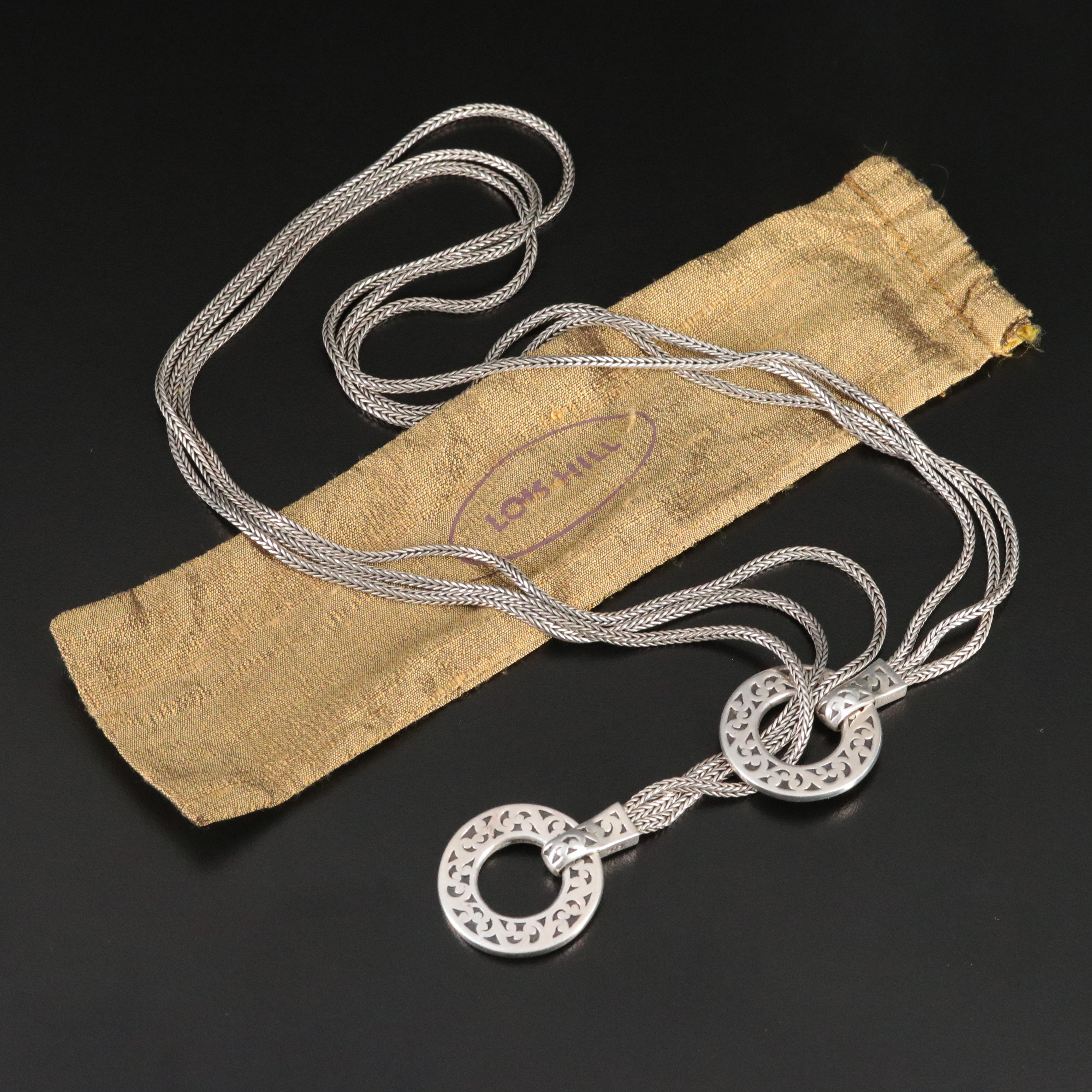 Lois Hill Sterling Foxtail Chain Lariat Necklace