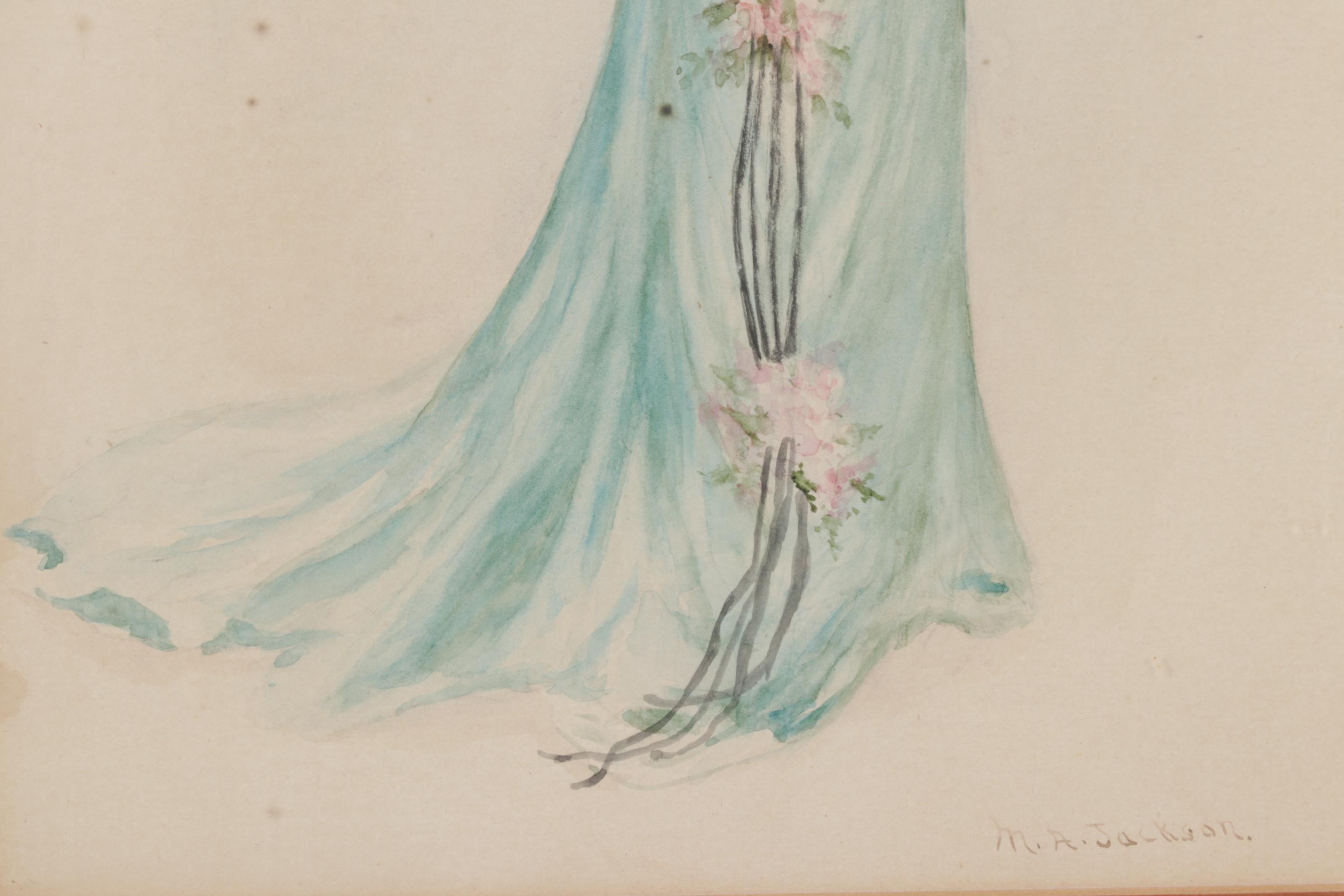 M.A. Jackson Watercolor Painting of a Woman Playing Violin