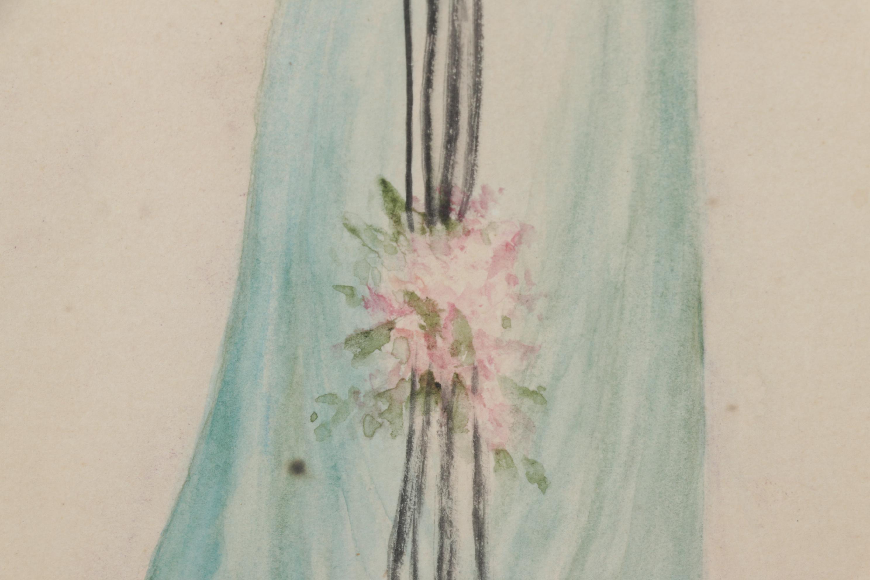 M.A. Jackson Watercolor Painting of a Woman Playing Violin