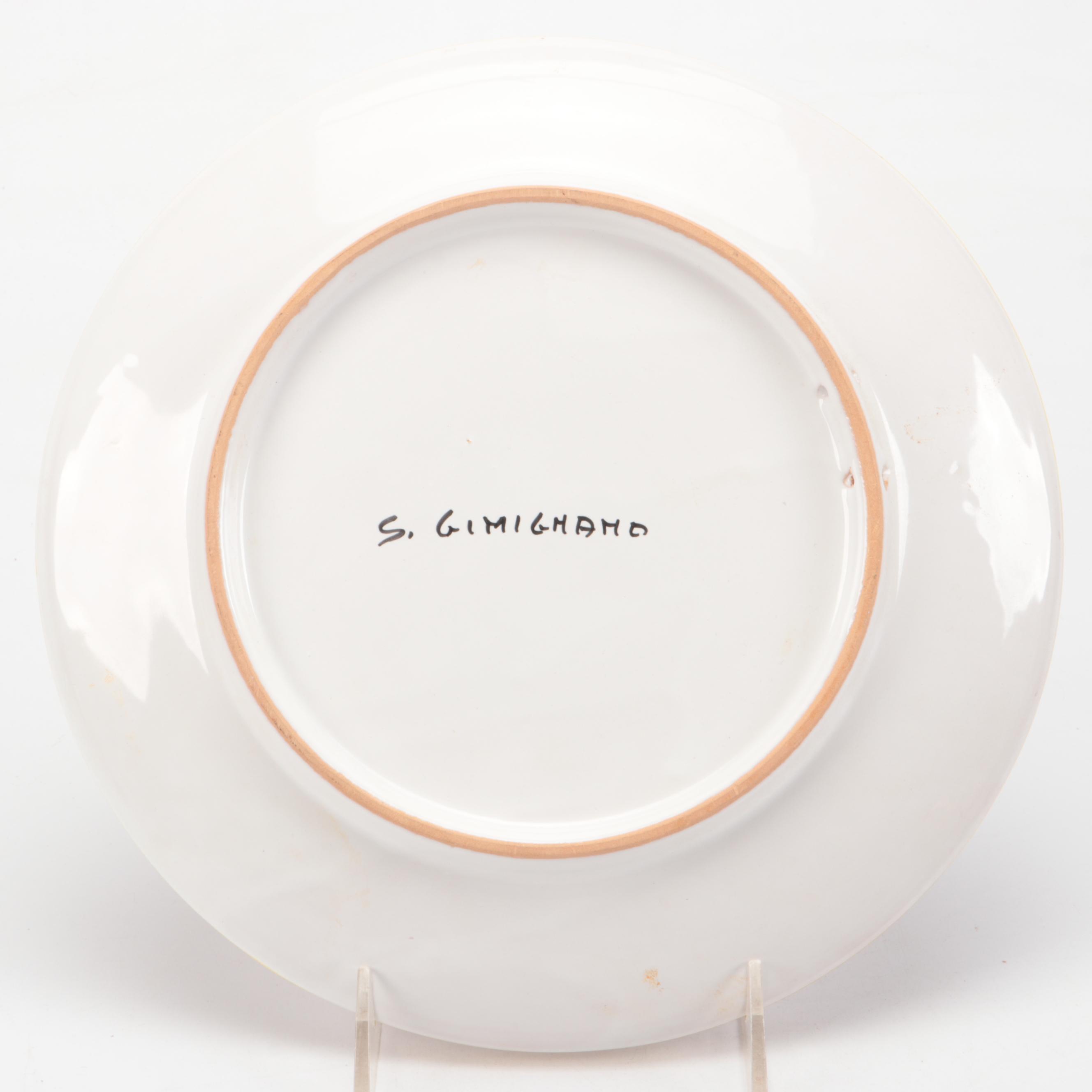 Majolica Wall Plate, Decorative Wood Box, and Gilt Bird Figurines