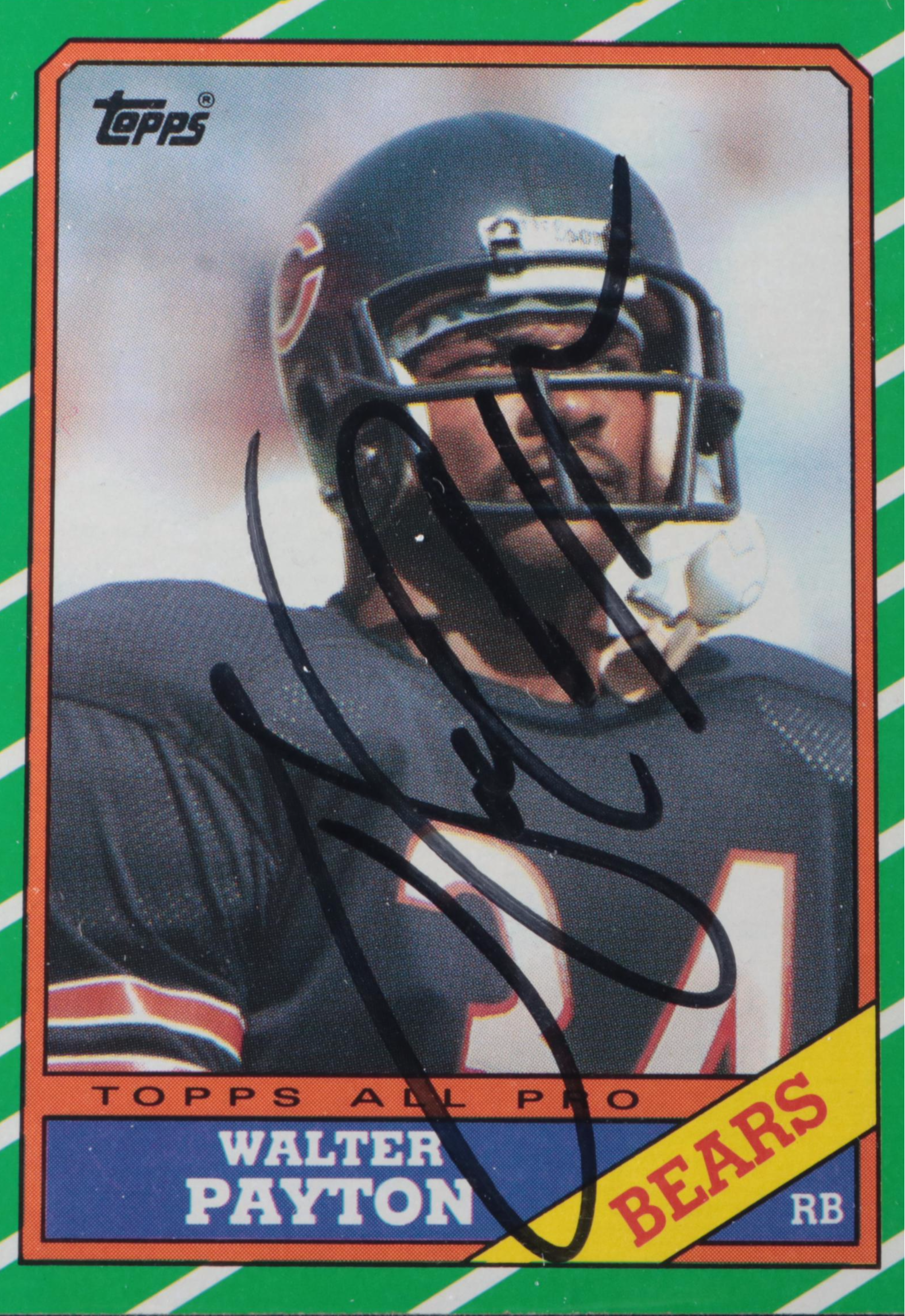 1986 Topps Walter Payton Signed Chicago Bears Football Card