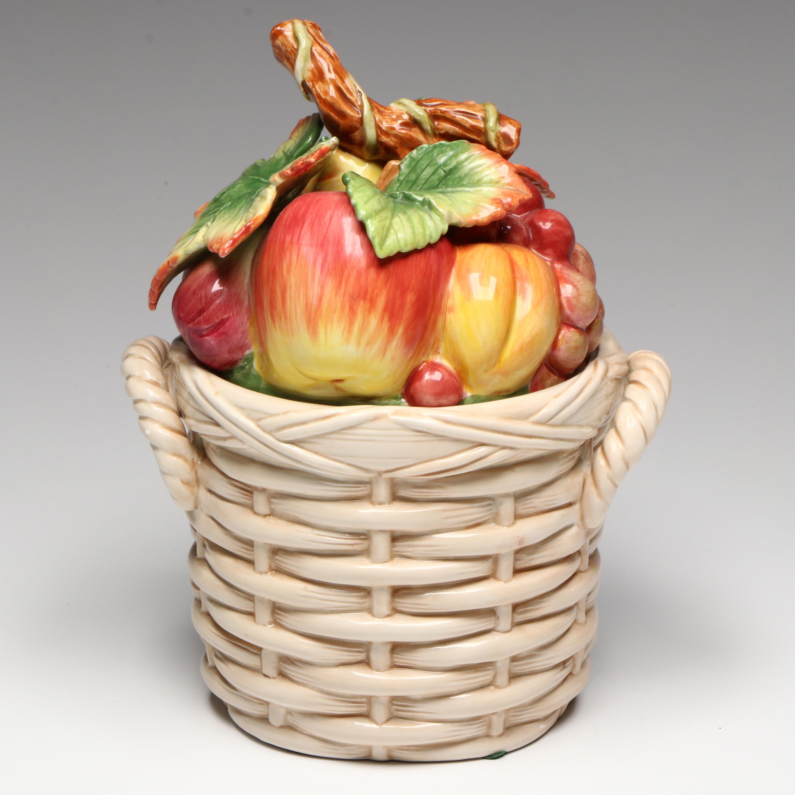 Imperial Glass Beaded Block Iridescent Glass Bowl with Fitz & Floyd Canister