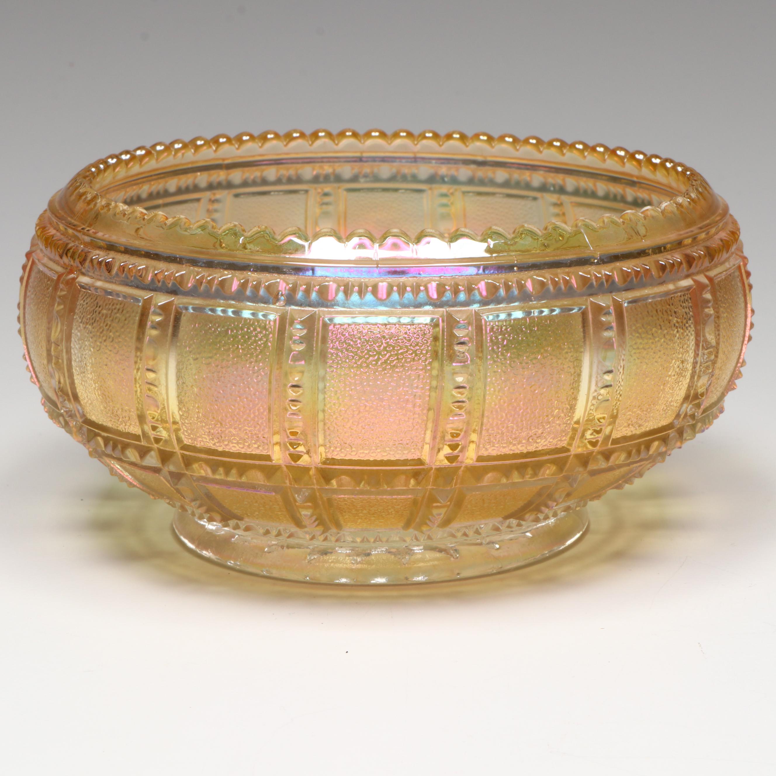 Imperial Glass Beaded Block Iridescent Glass Bowl with Fitz & Floyd Canister