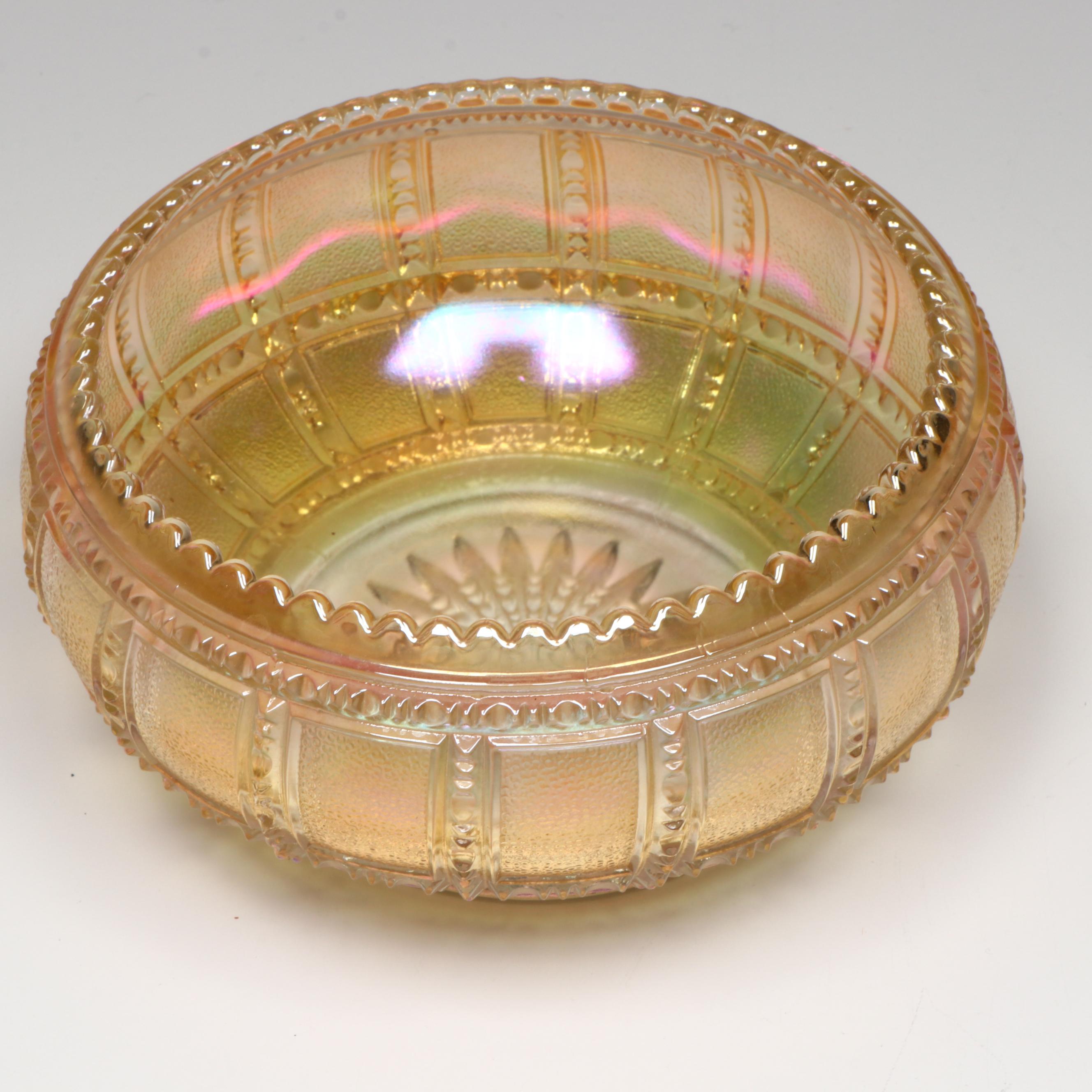 Imperial Glass Beaded Block Iridescent Glass Bowl with Fitz & Floyd Canister
