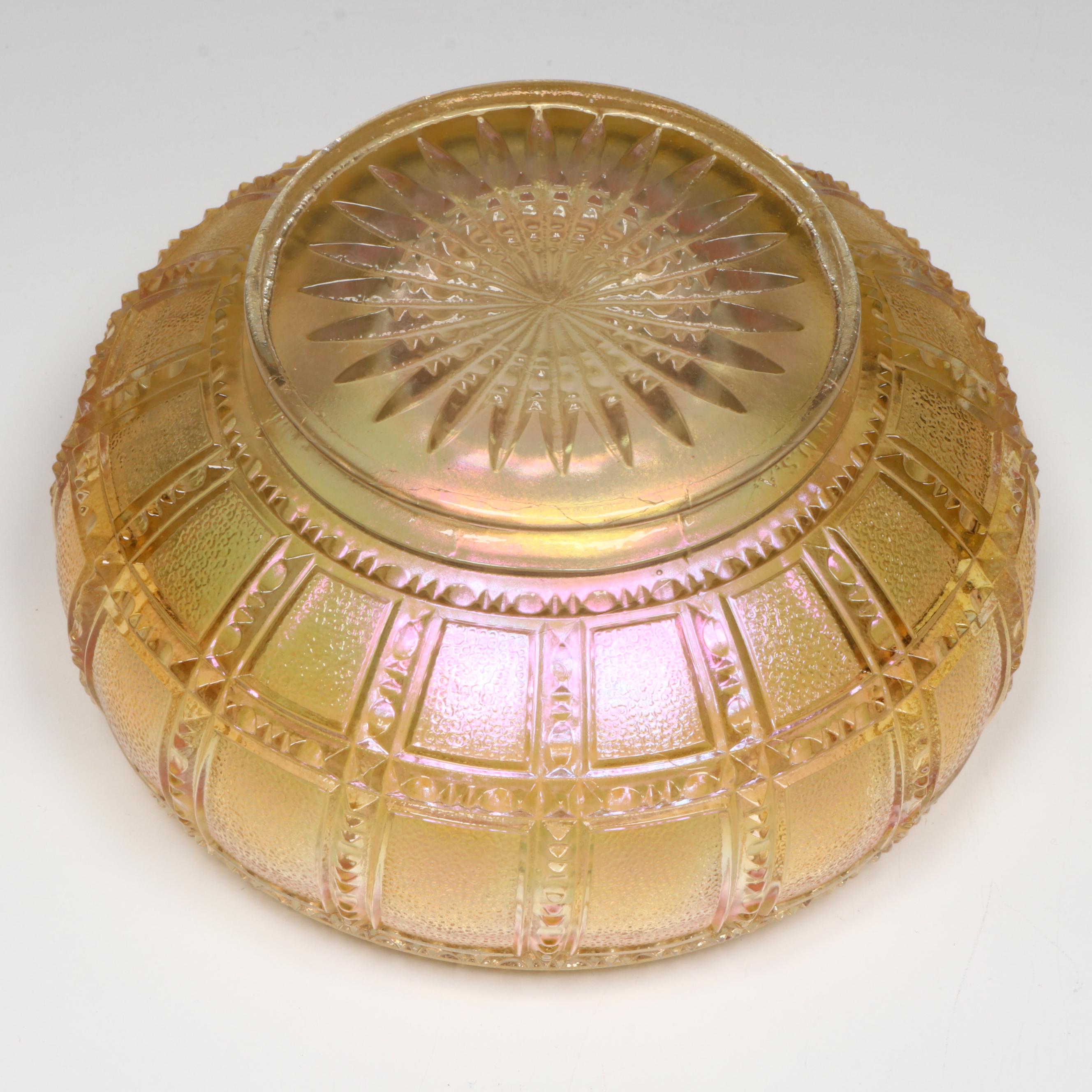 Imperial Glass Beaded Block Iridescent Glass Bowl with Fitz & Floyd Canister