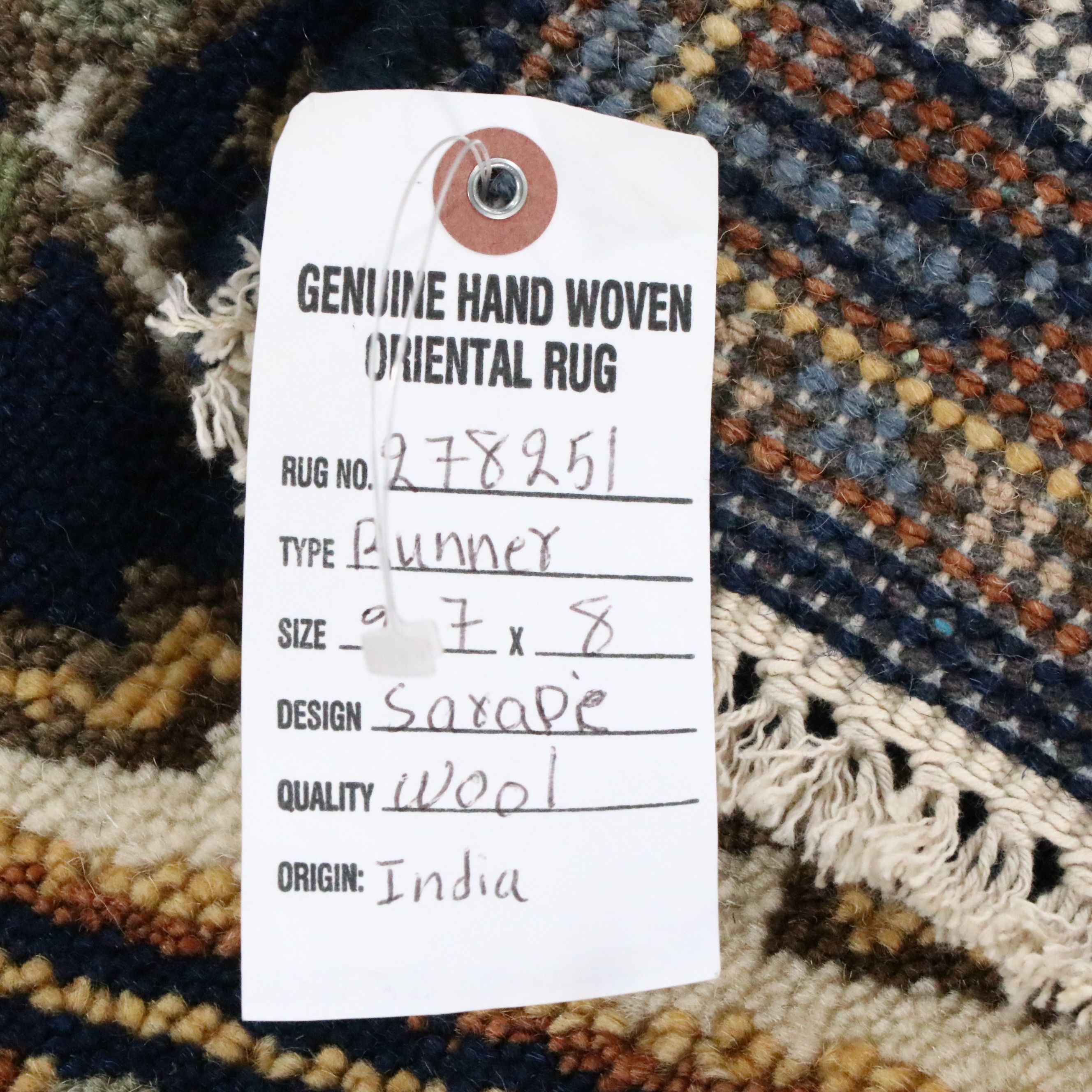 2'7 x 8'1 Hand-Knotted Indo-Persian Heriz Serapi Carpet Runner