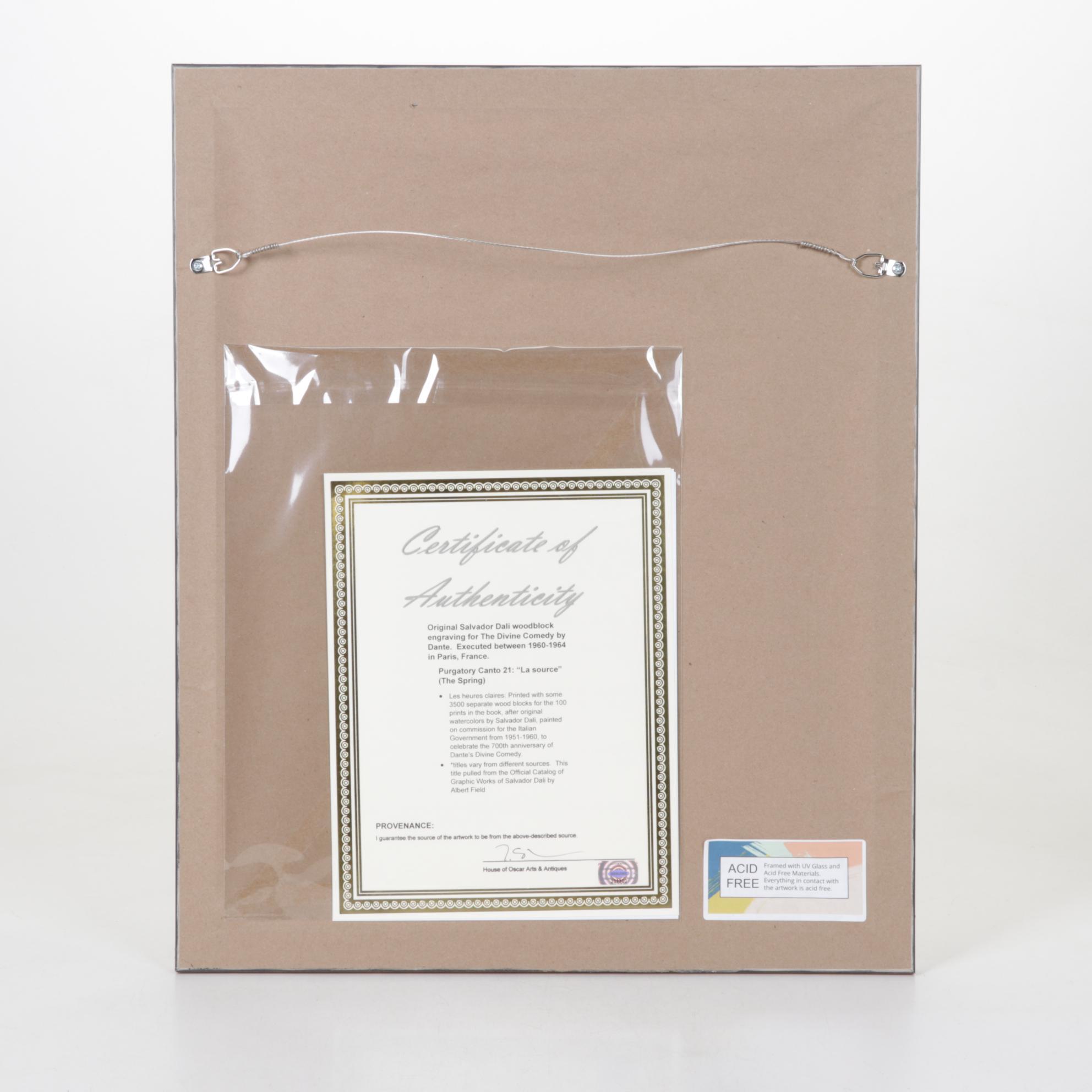 Salvador Dalí Wood Engraving "La Source," 1960 - 1964