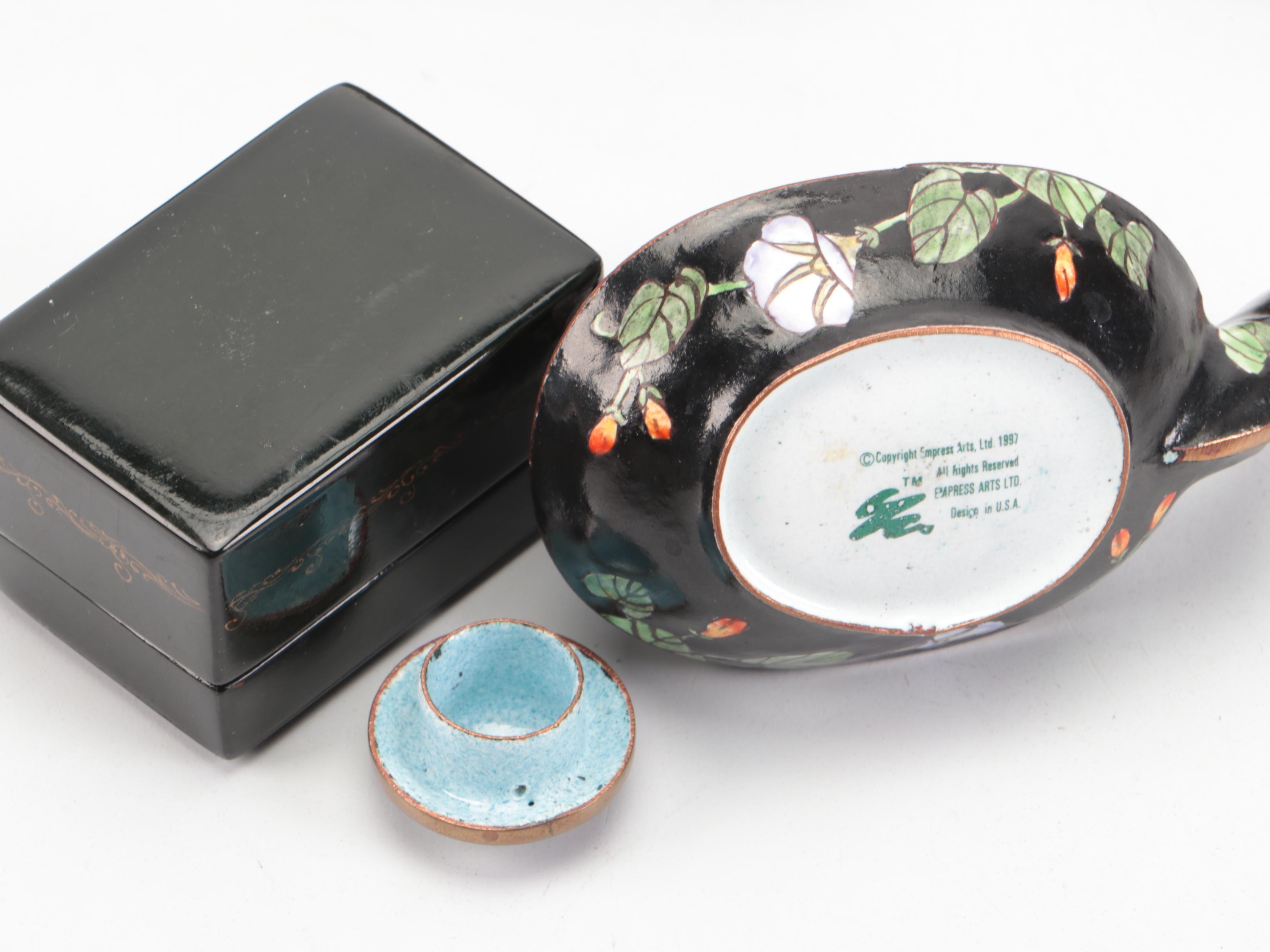 Russian "Princess and The Frog" Porcelain and Other Boxes with Enamel Teapot