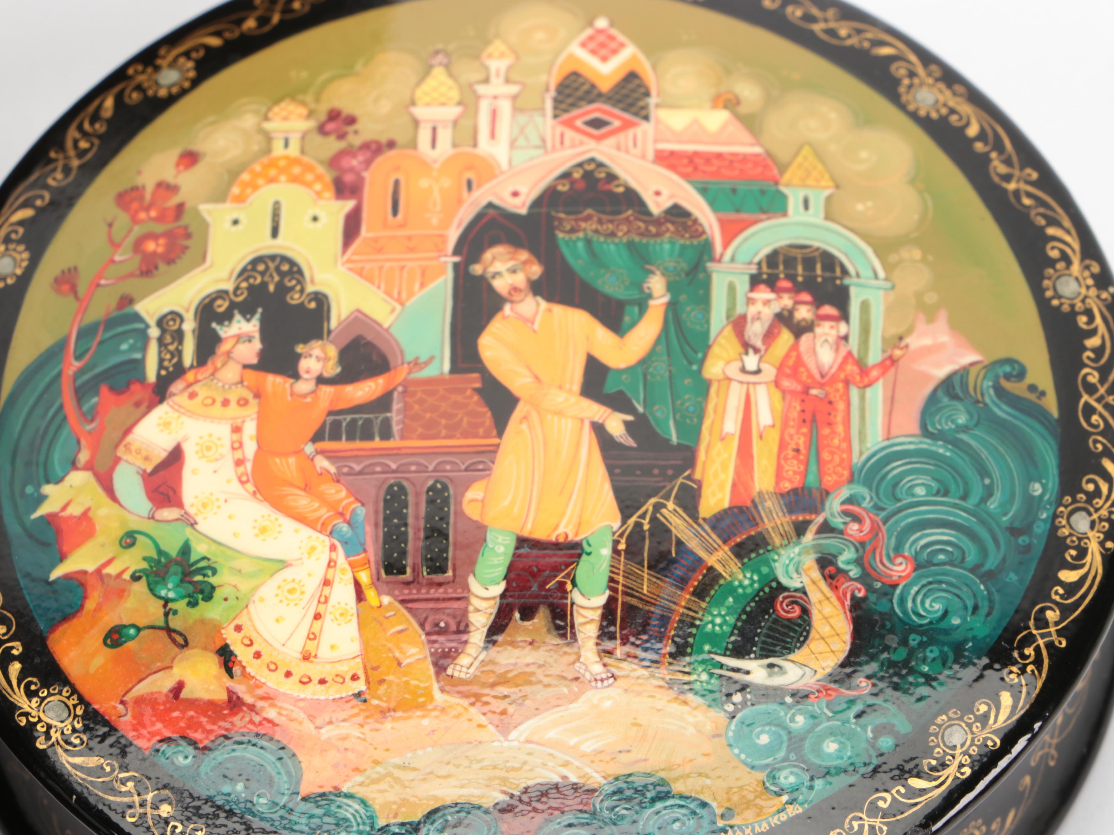 Russian "Princess and The Frog" Porcelain and Other Boxes with Enamel Teapot