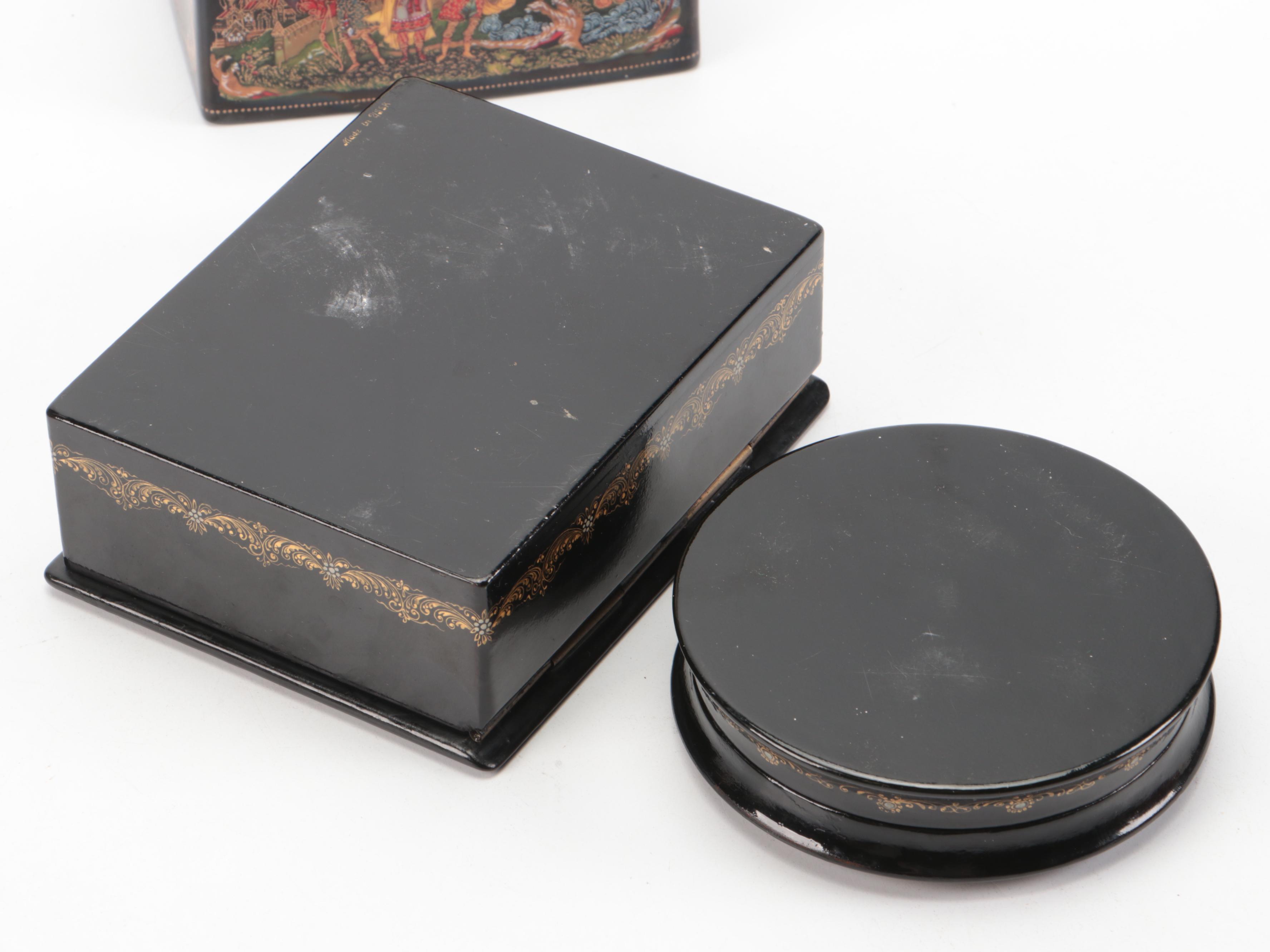 Russian "Princess and The Frog" Porcelain and Other Boxes with Enamel Teapot