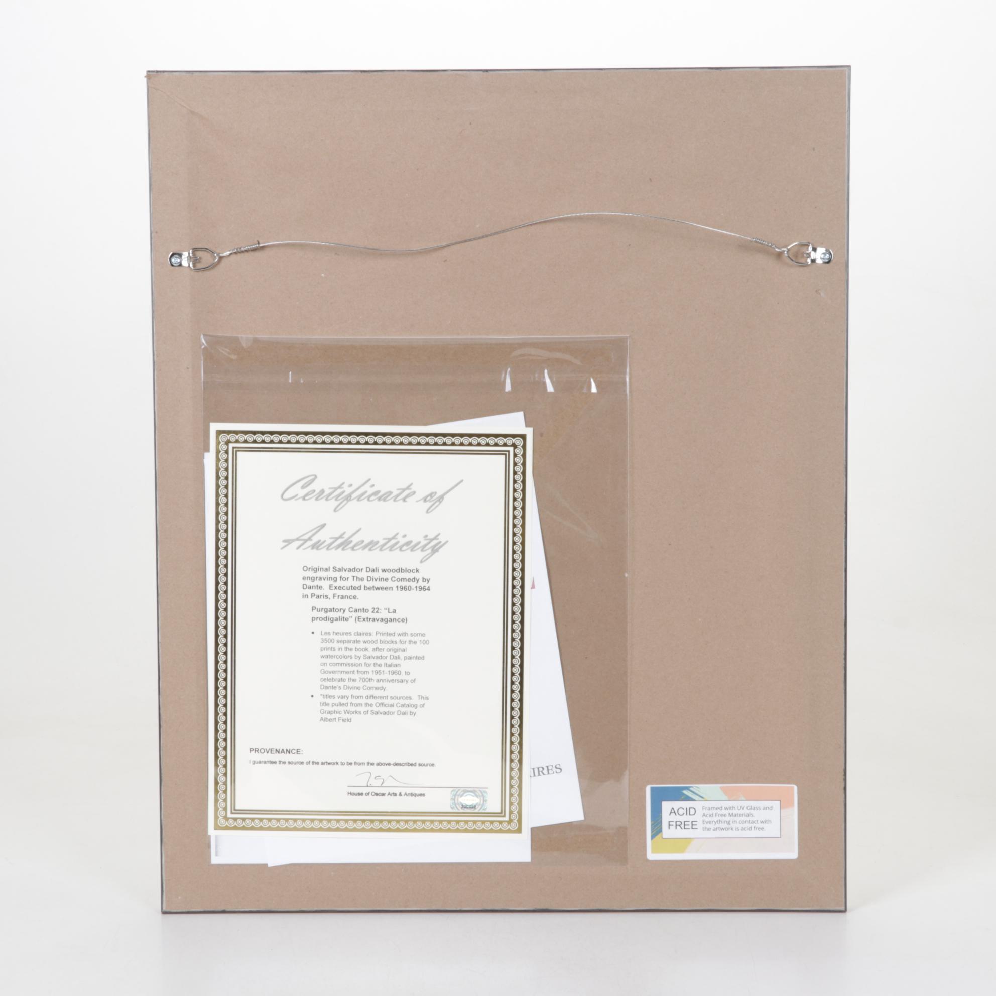 Salvador Dalí Wood Engraving "La Prodigalité"