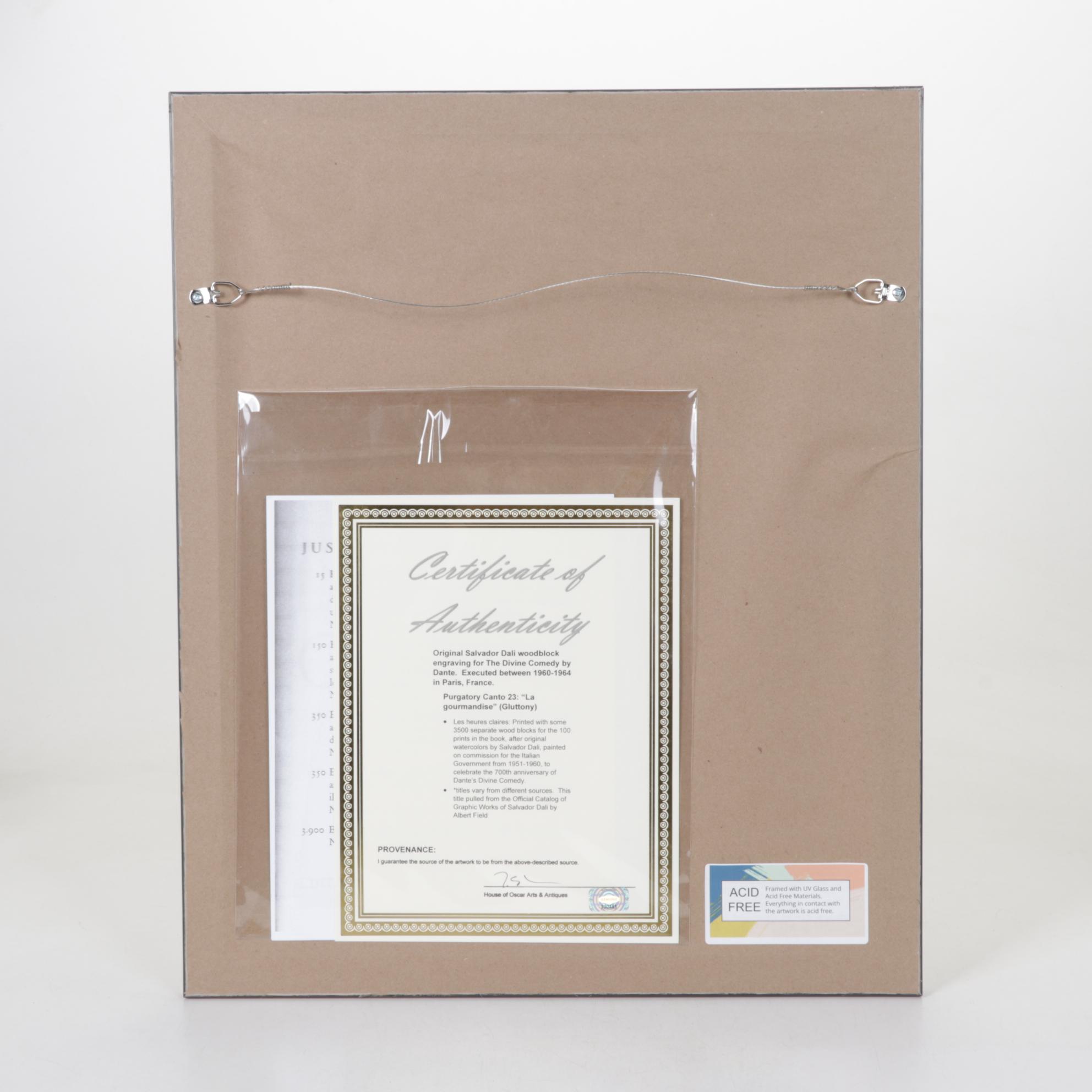 Salvador Dalí Wood Engraving "La Gourmandise"