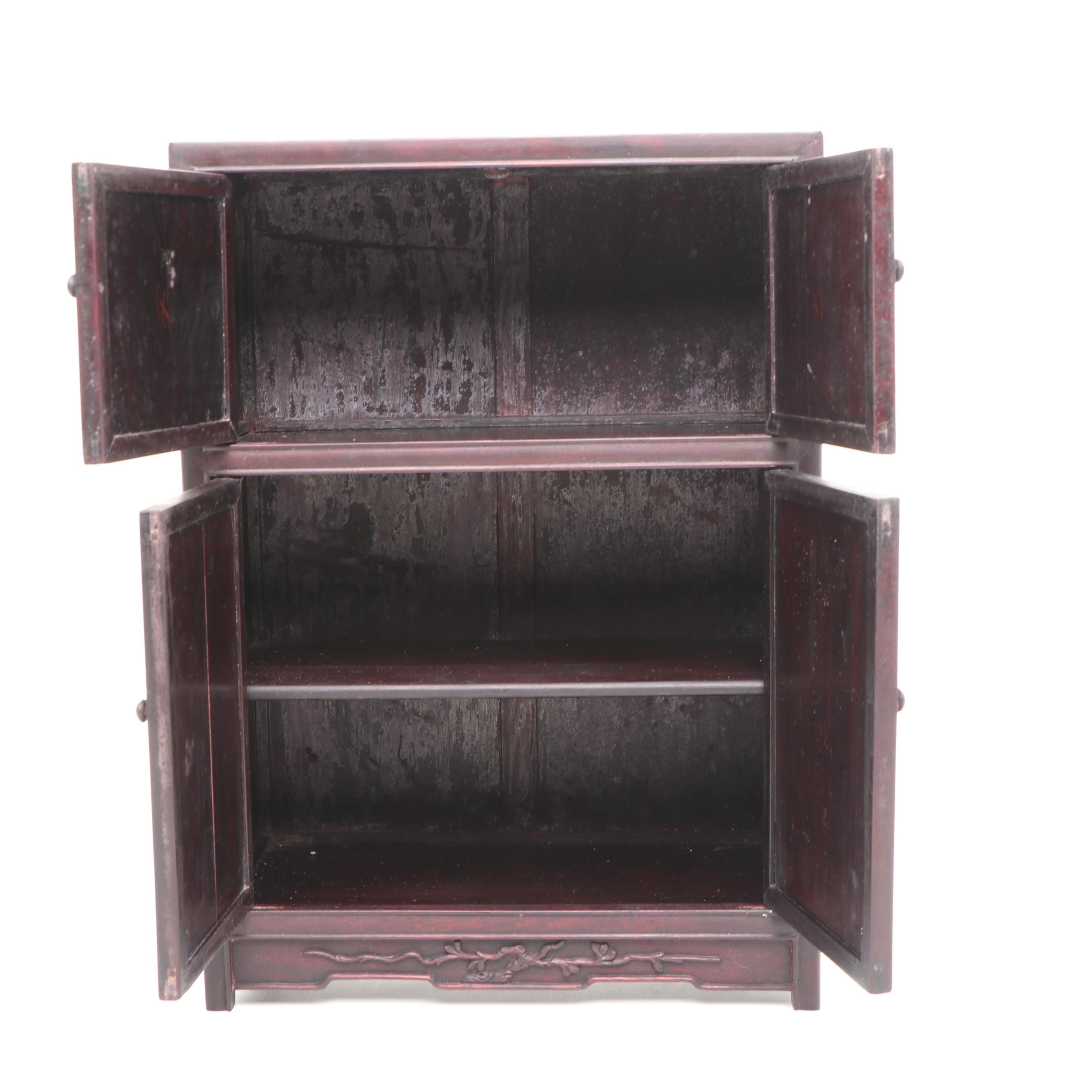 Chinoiserie Carved Wood Cabinet, Mid to Late 20th Century