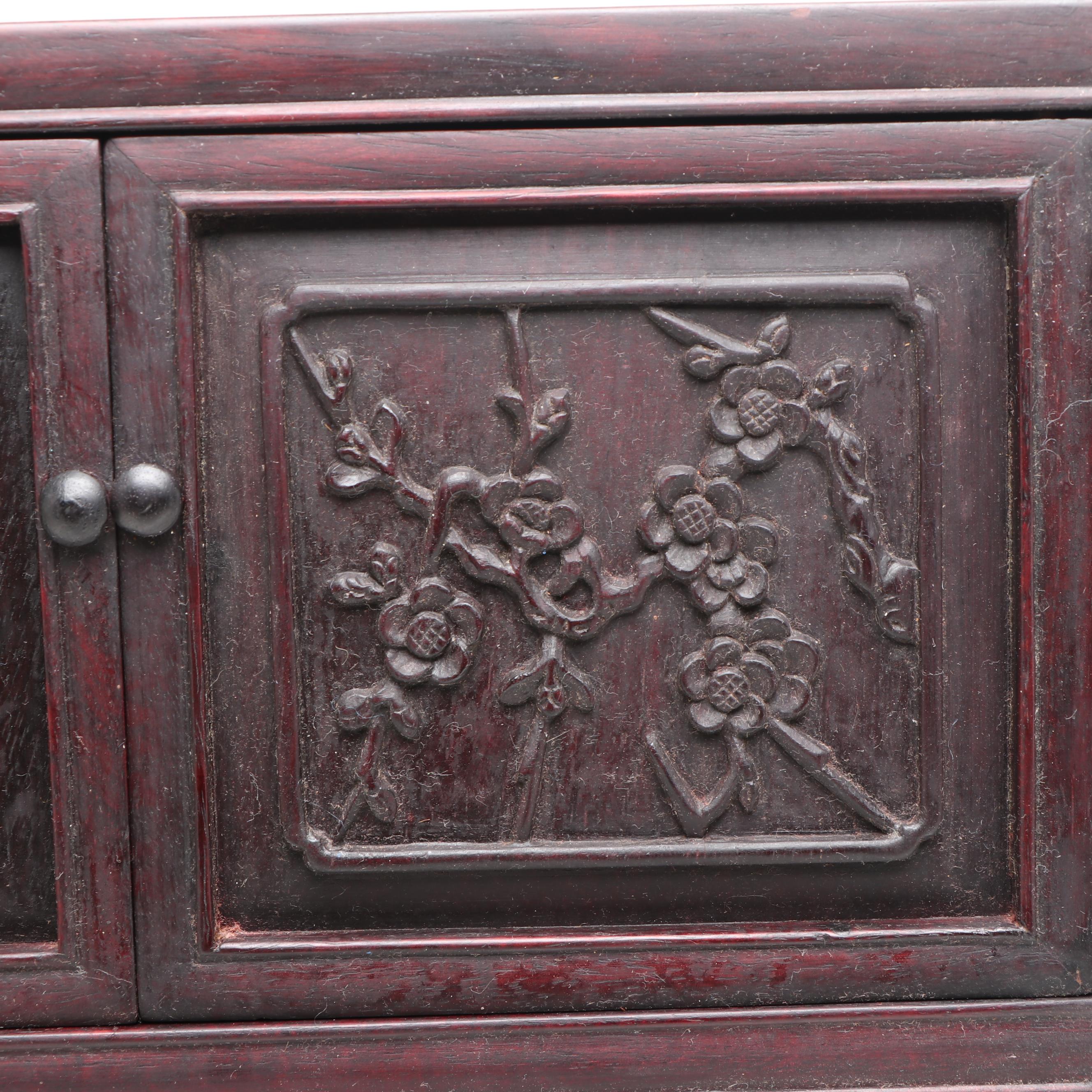 Chinoiserie Carved Wood Cabinet, Mid to Late 20th Century