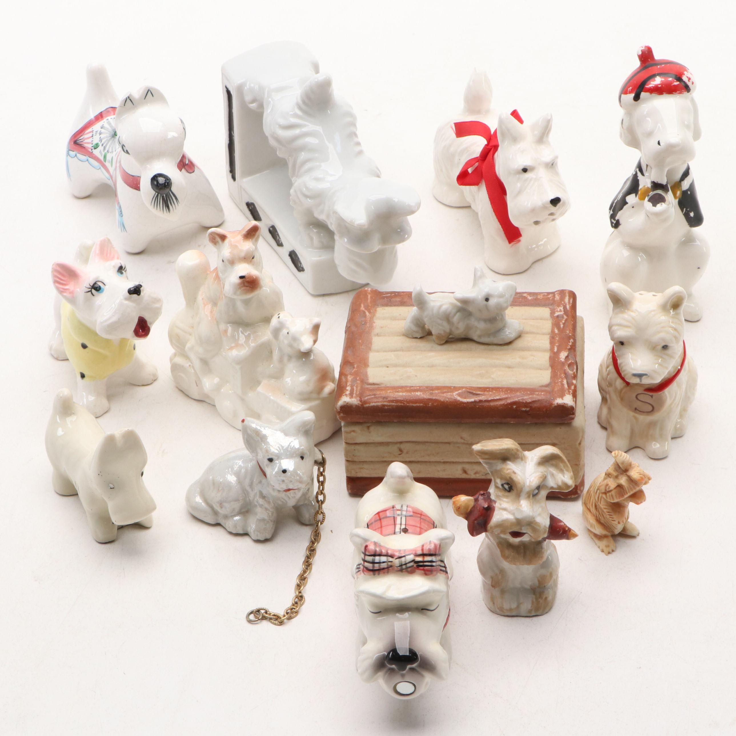 Vintage Westie & Schnauzer Dog Figurines & More Decor, Early to Mid-20th Century