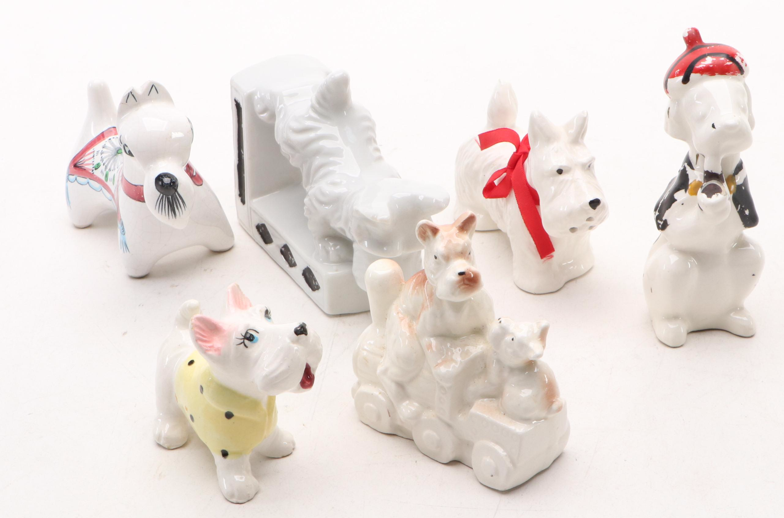 Vintage Westie & Schnauzer Dog Figurines & More Decor, Early to Mid-20th Century