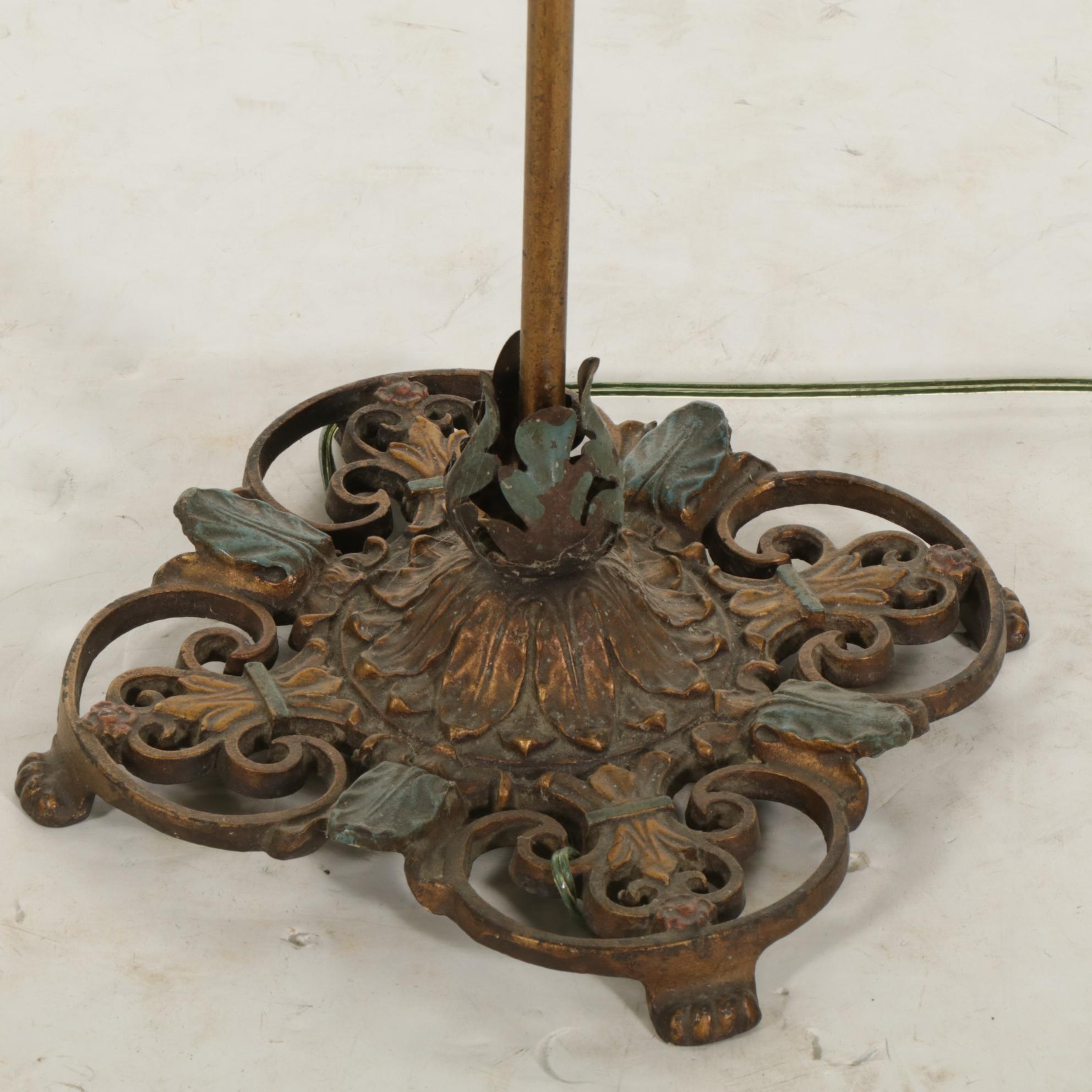Victorian Cast Metal Bridge Arm Floor Reading Lamp, Early 20th Century