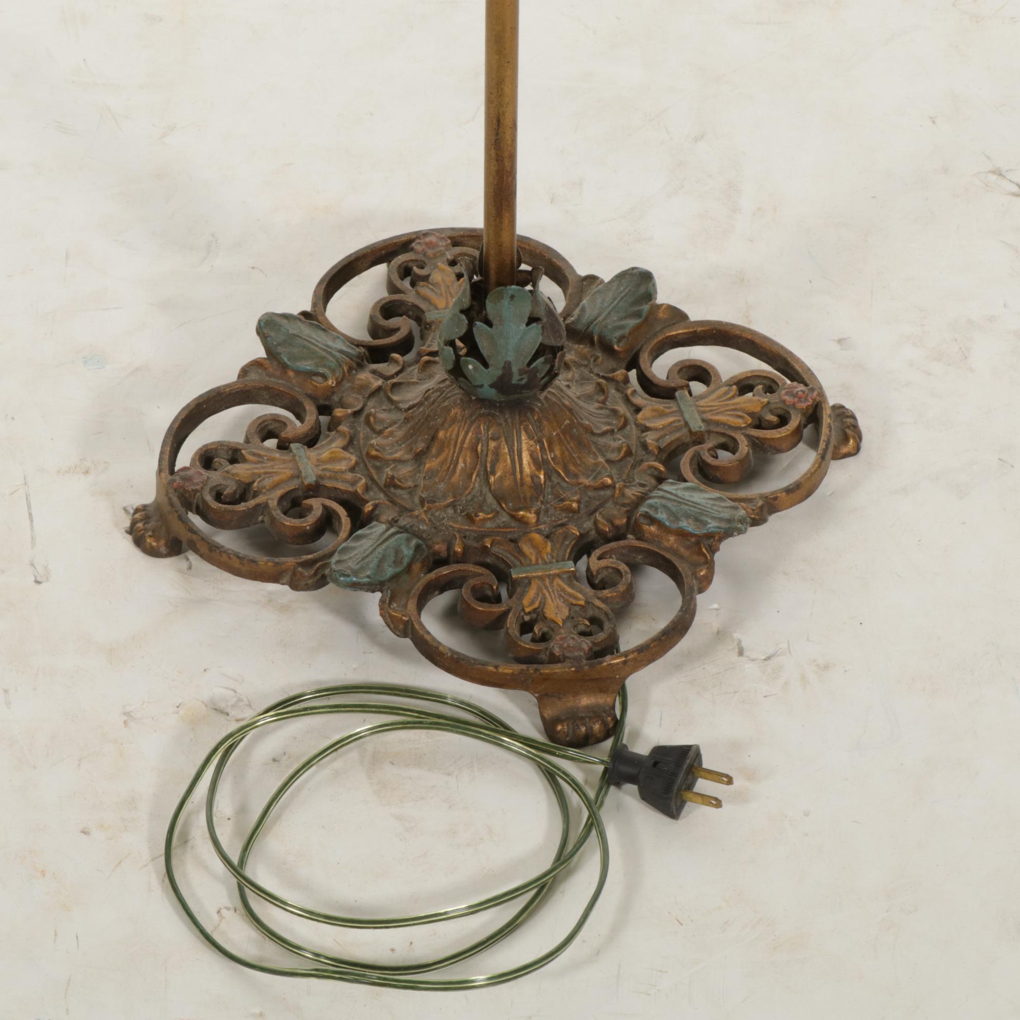 Victorian Cast Metal Bridge Arm Floor Reading Lamp, Early 20th Century