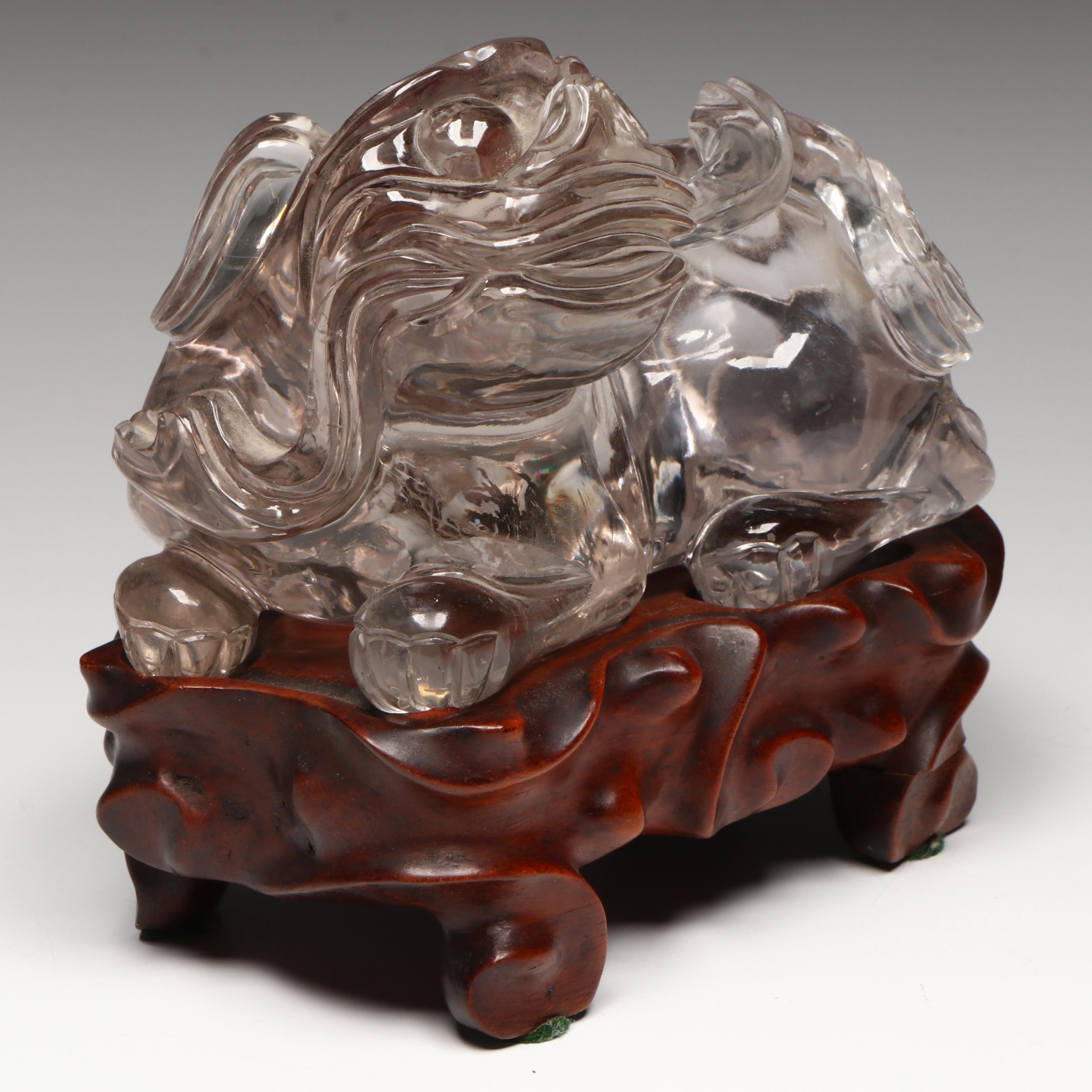 Chinese Rock Crystal Shishi, Qing Dynasty