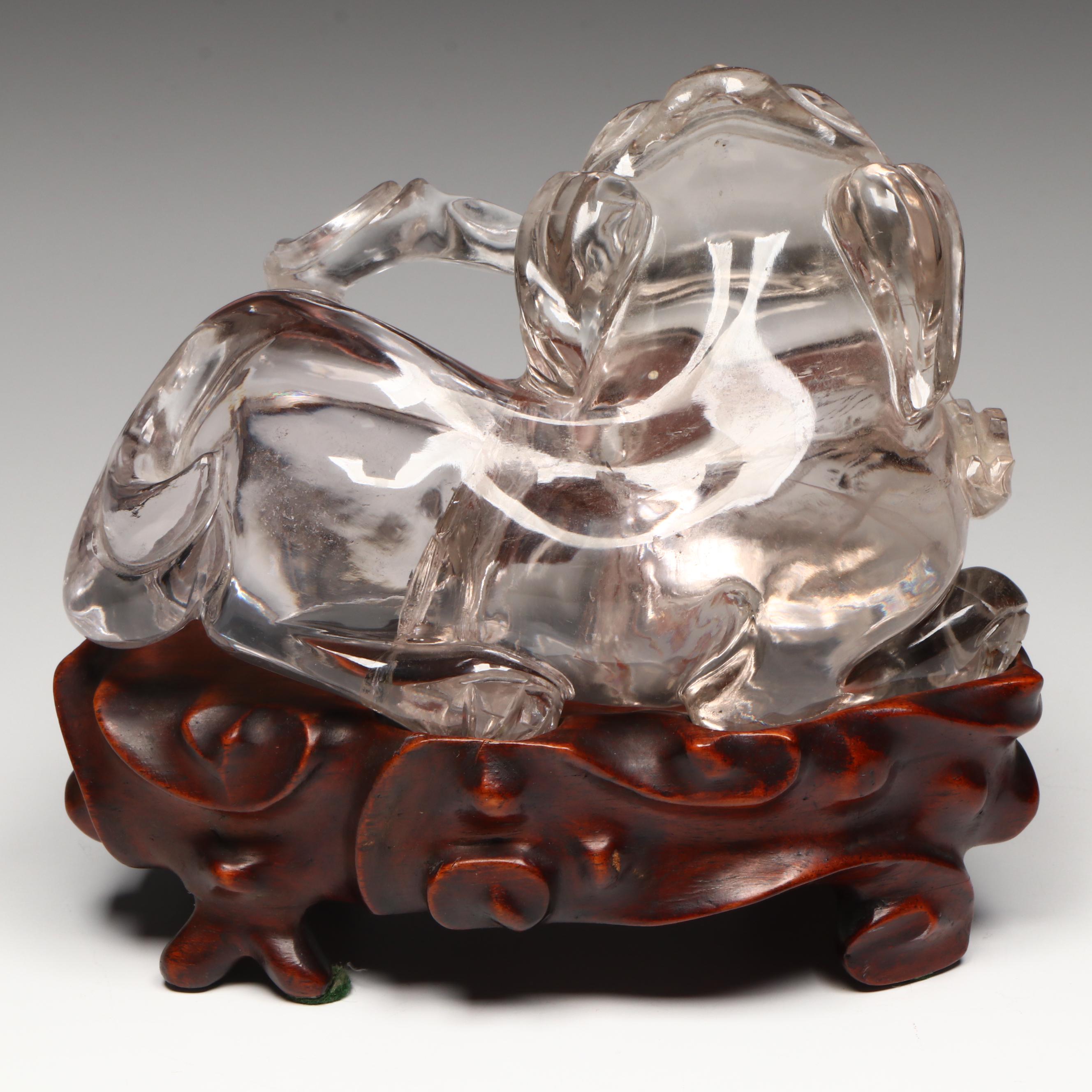 Chinese Rock Crystal Shishi, Qing Dynasty