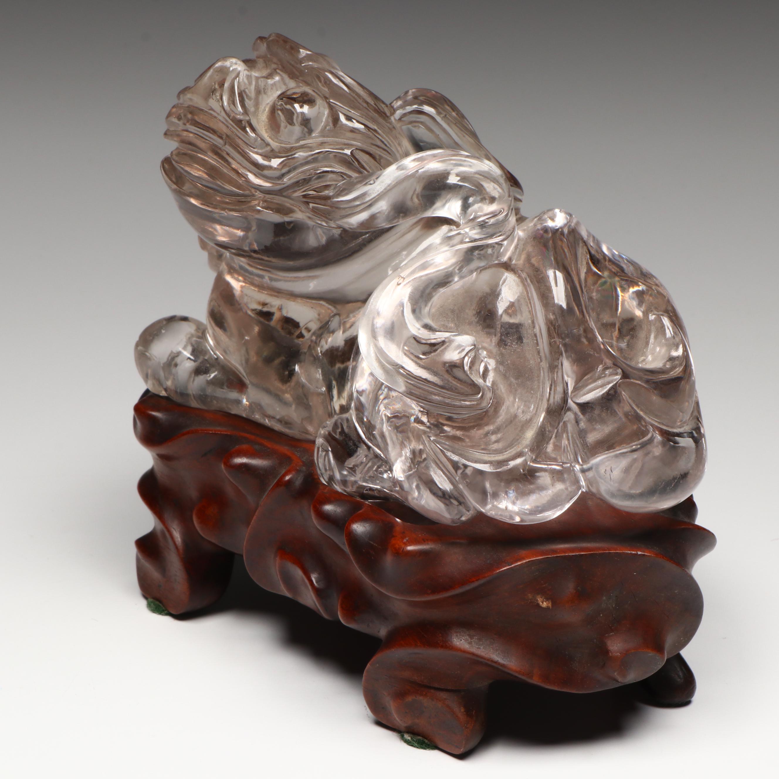 Chinese Rock Crystal Shishi, Qing Dynasty