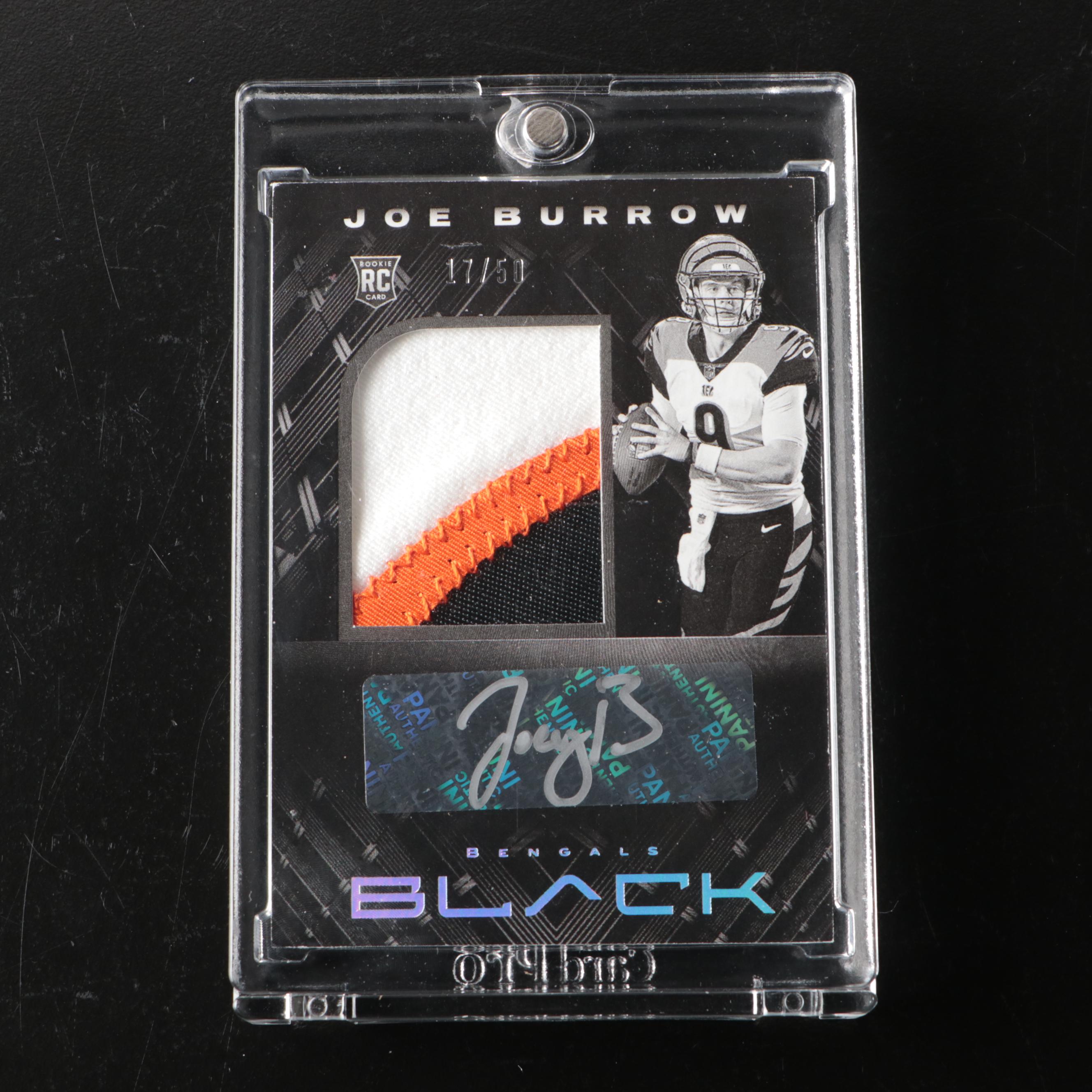 2020 Panini Black Joe Burrow Signed 3-Color Rookie Patch Football Card No. 17/50