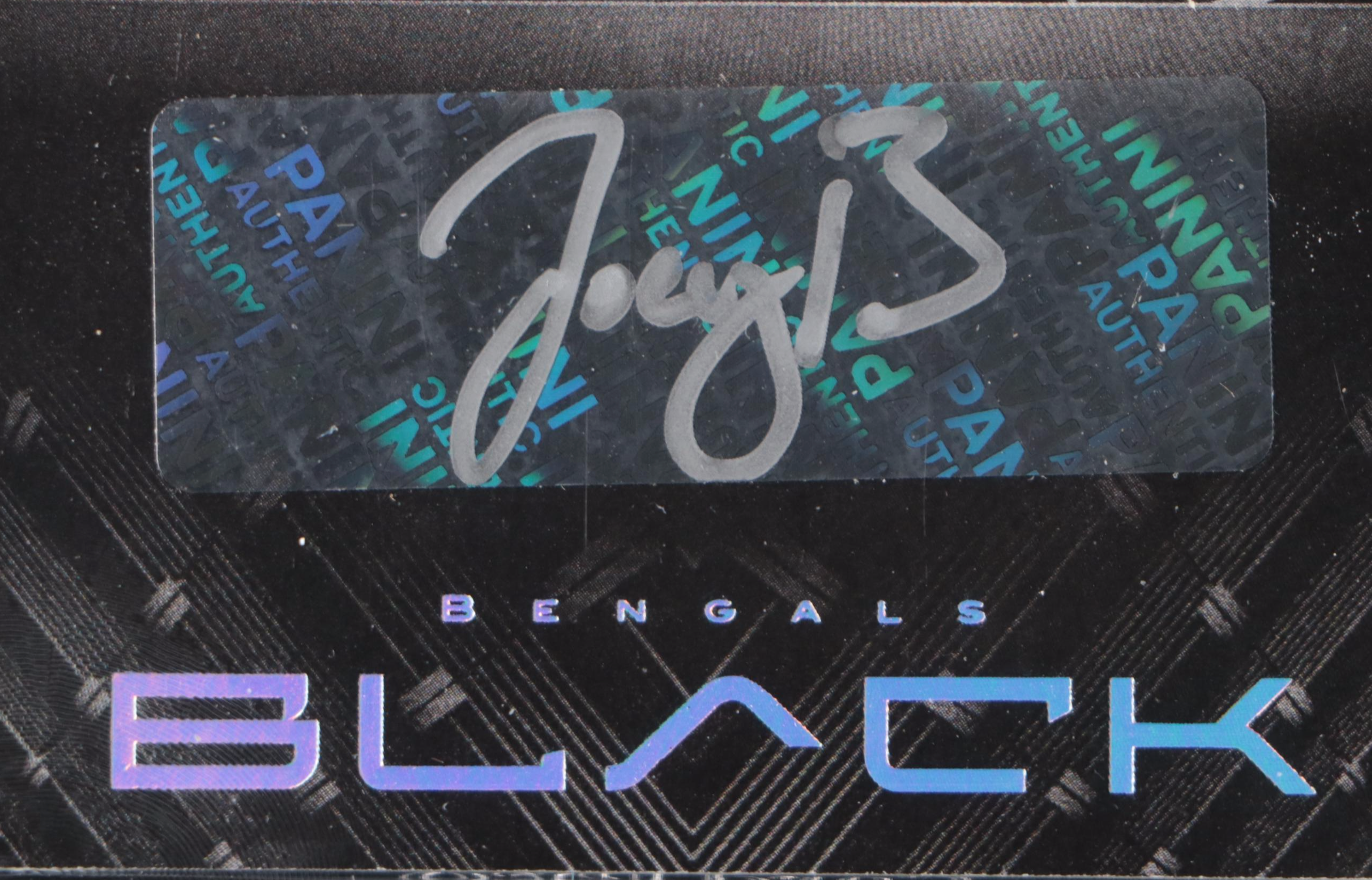 2020 Panini Black Joe Burrow Signed 3-Color Rookie Patch Football Card No. 17/50