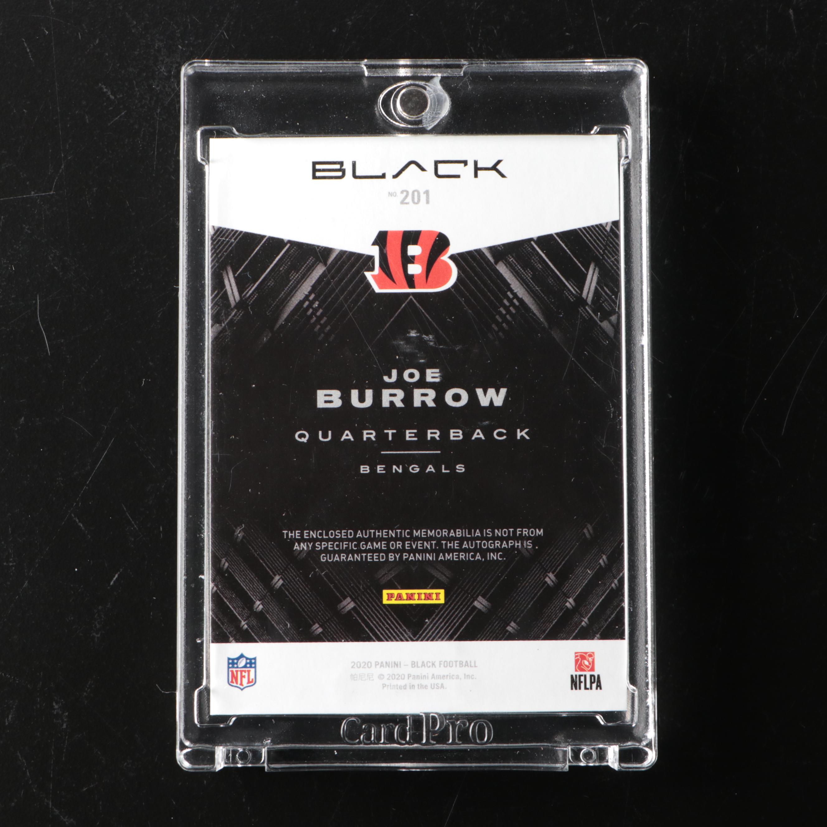 2020 Panini Black Joe Burrow Signed 3-Color Rookie Patch Football Card No. 17/50