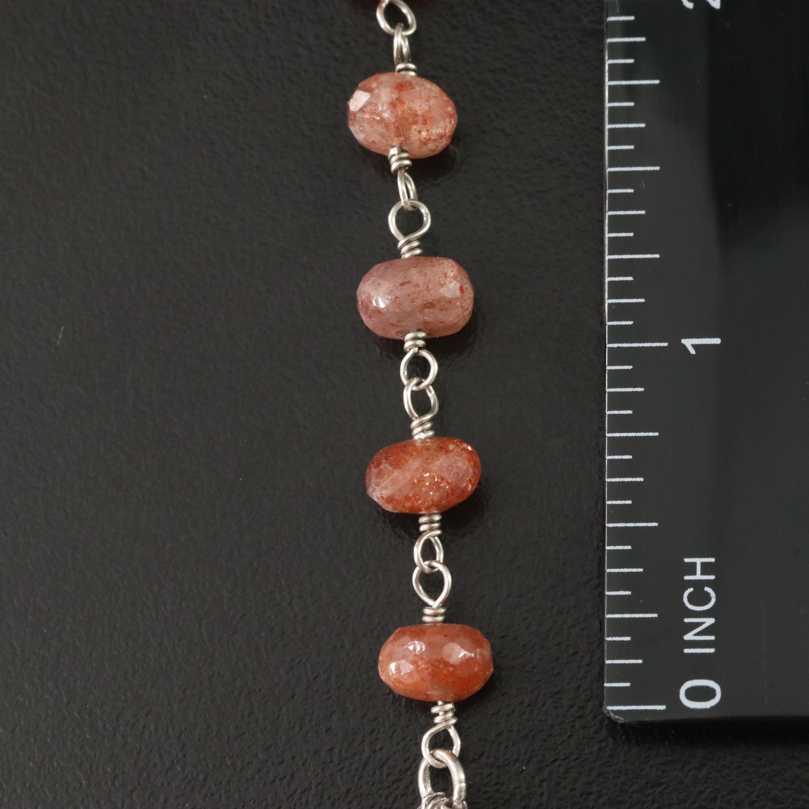 Sheryl Lowe Sterling Sunstone and Diamond Necklace
