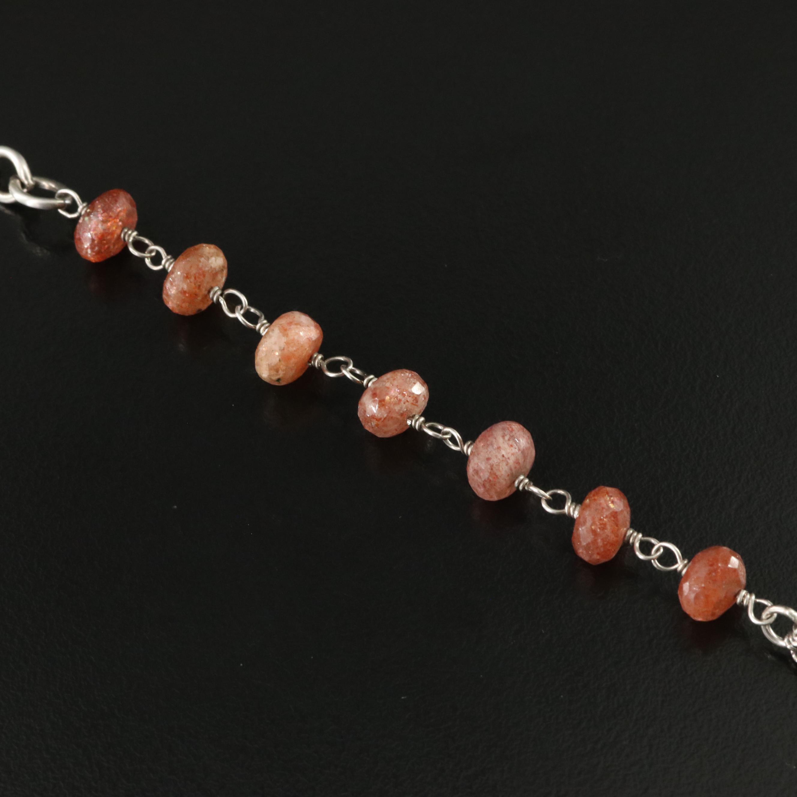 Sheryl Lowe Sterling Sunstone and Diamond Necklace