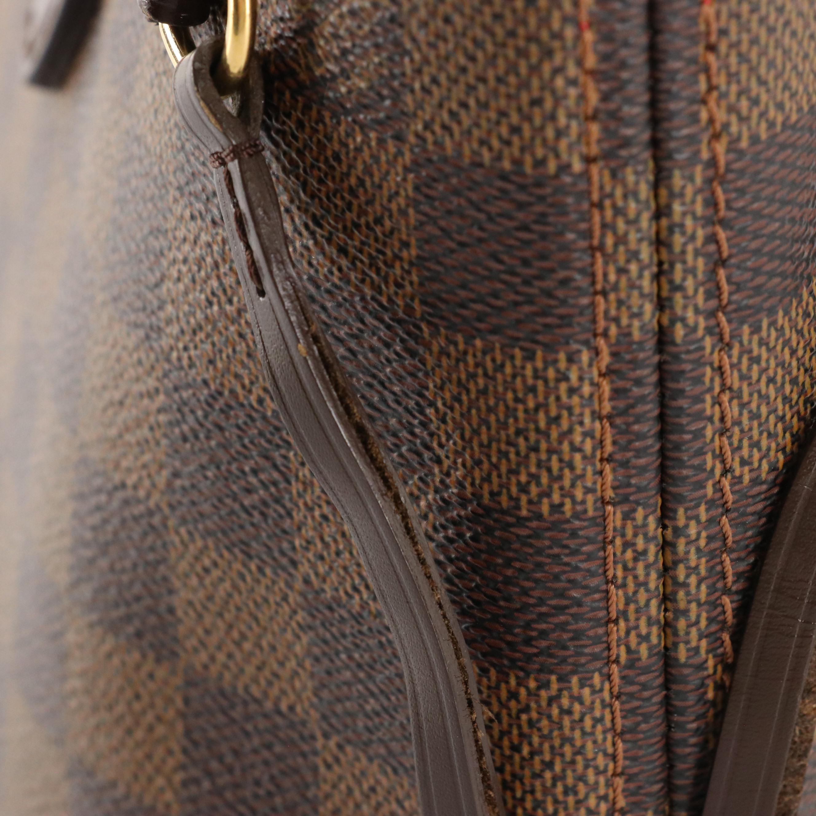 Louis Vuitton Neverfull PM Shoulder Tote Bag in Damier Ebene Canvas and Leather