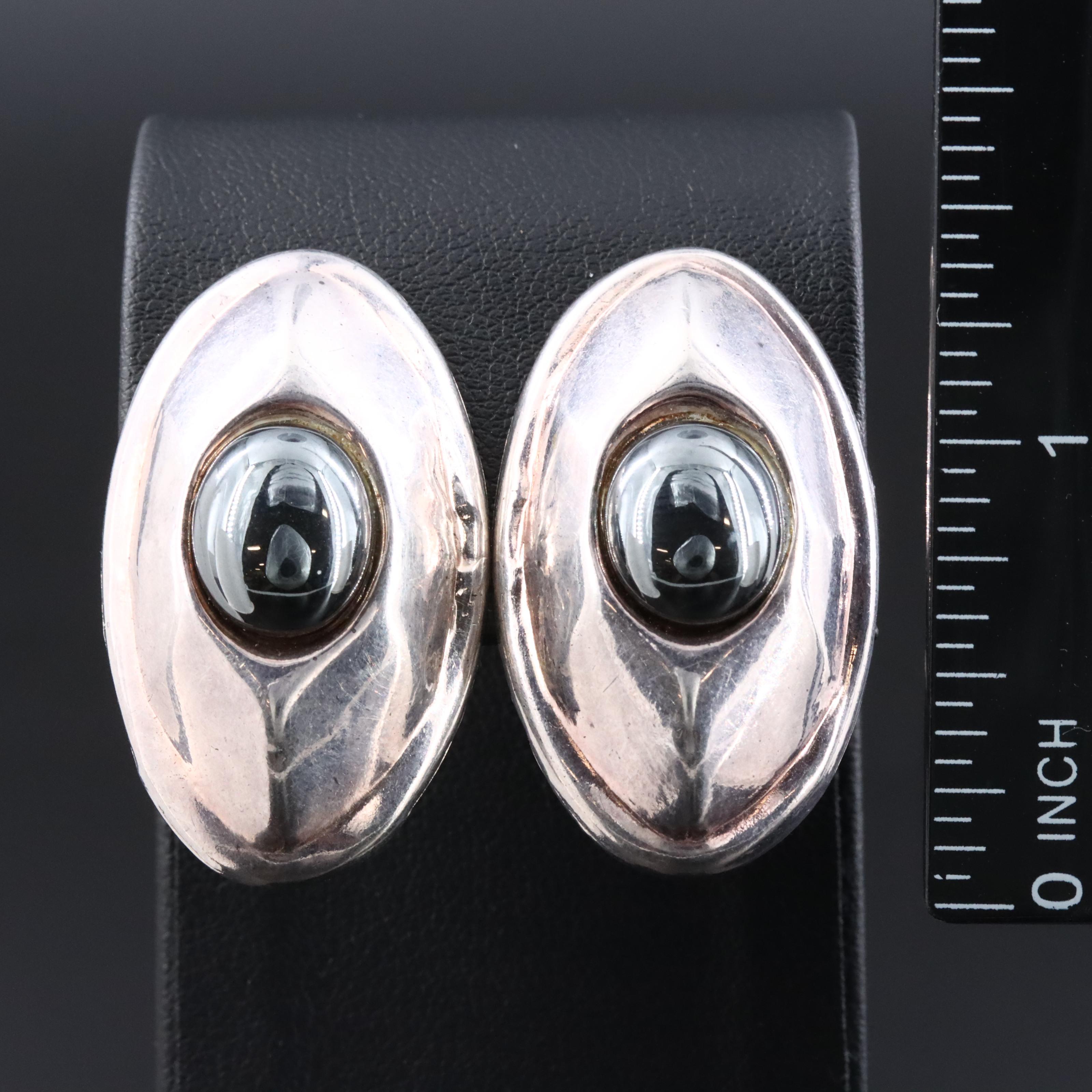 Sterling Faux Hematite Earrings