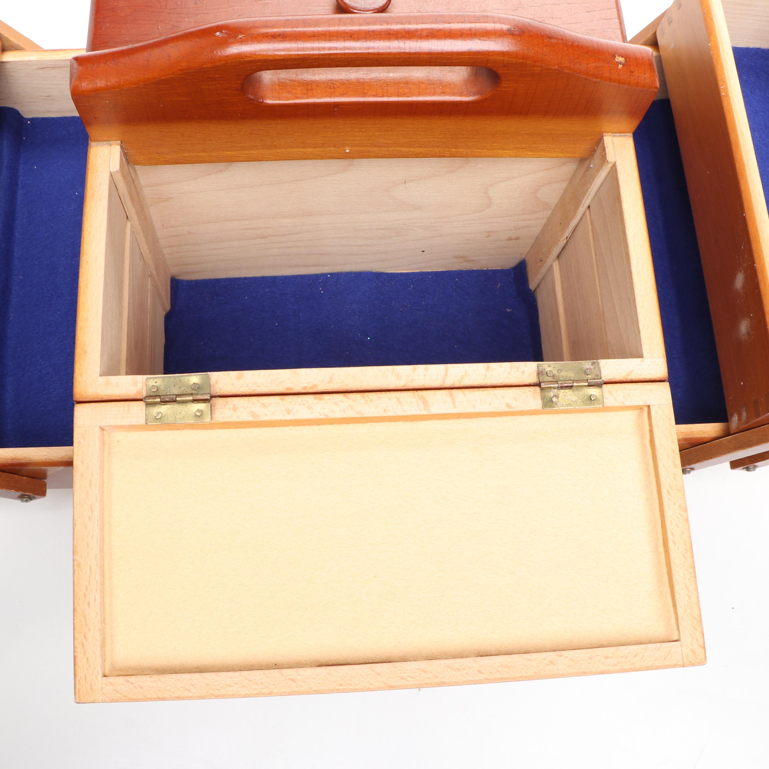 Vintage Wooden Accordian Sewing Box