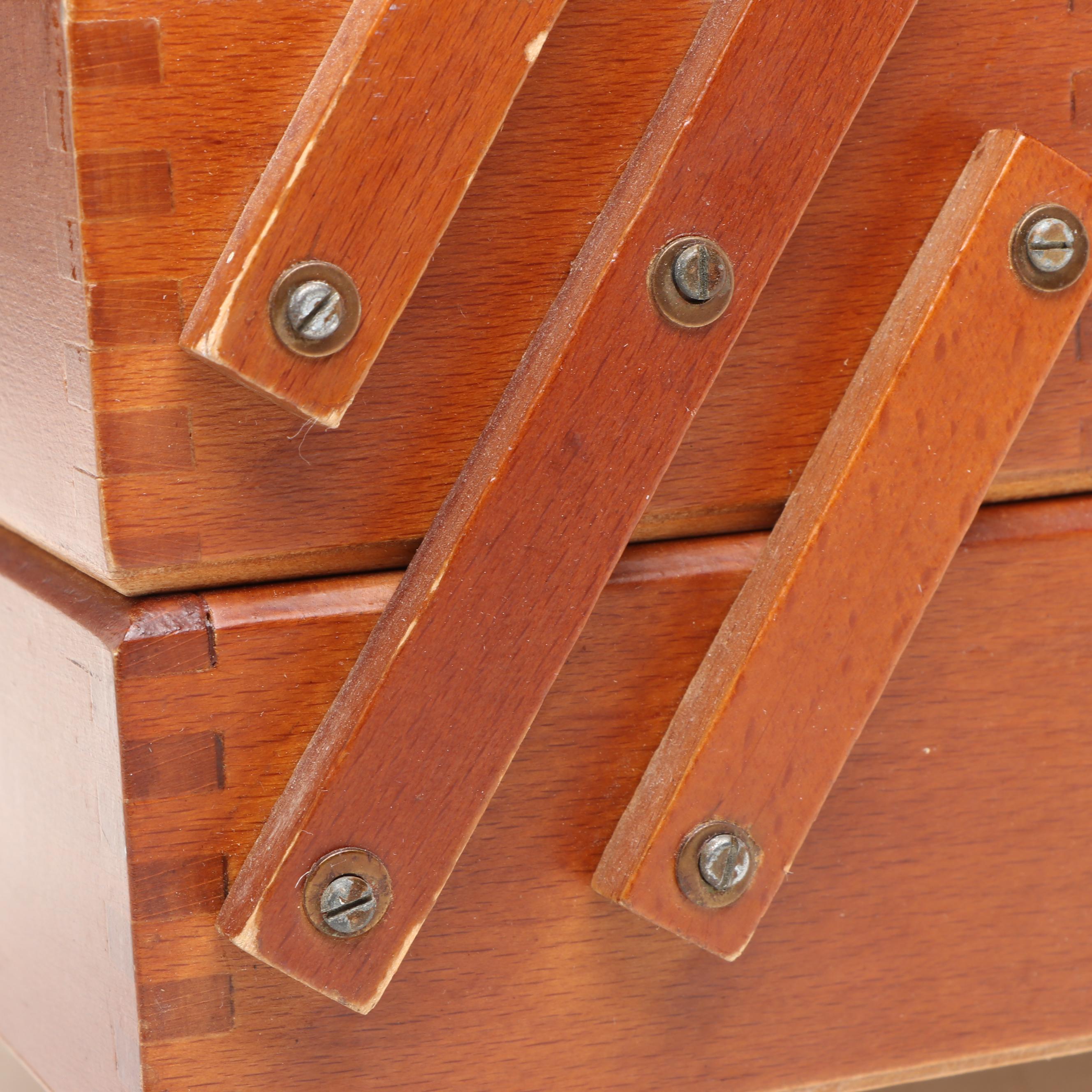 Vintage Wooden Accordian Sewing Box