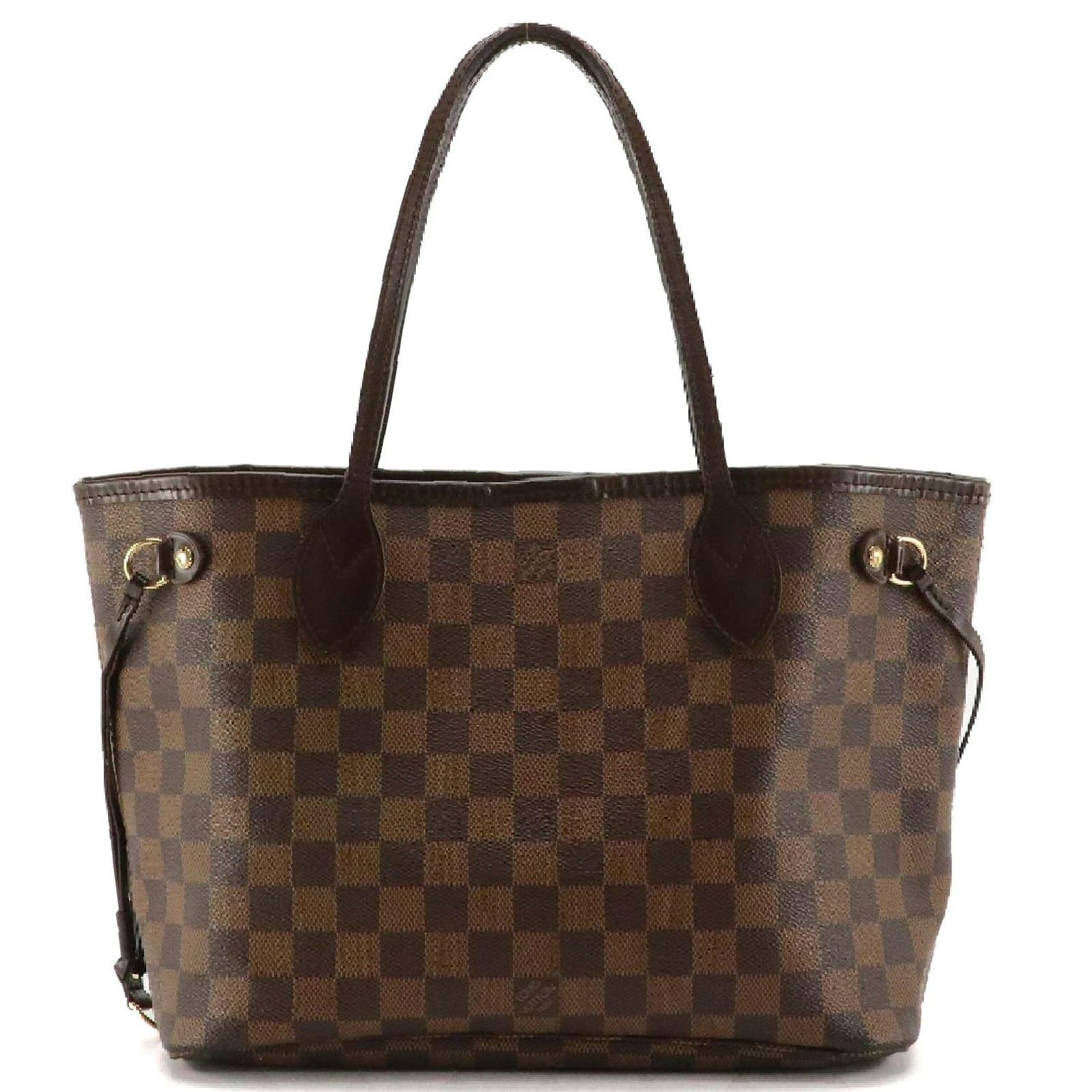 Louis Vuitton Neverfull PM Shoulder Tote Bag in Damier Ebene Canvas and Leather