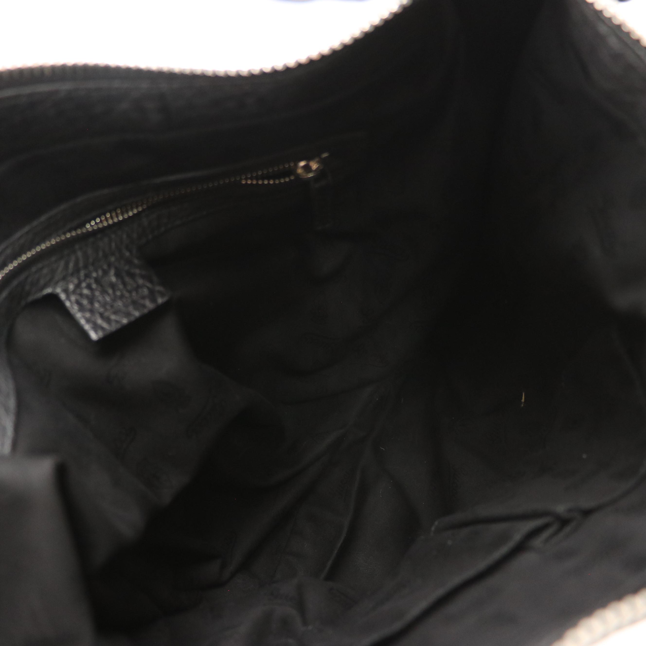 Gucci Bamboo Accent Hobo Bag in Black Grained Leather with Braided Strap