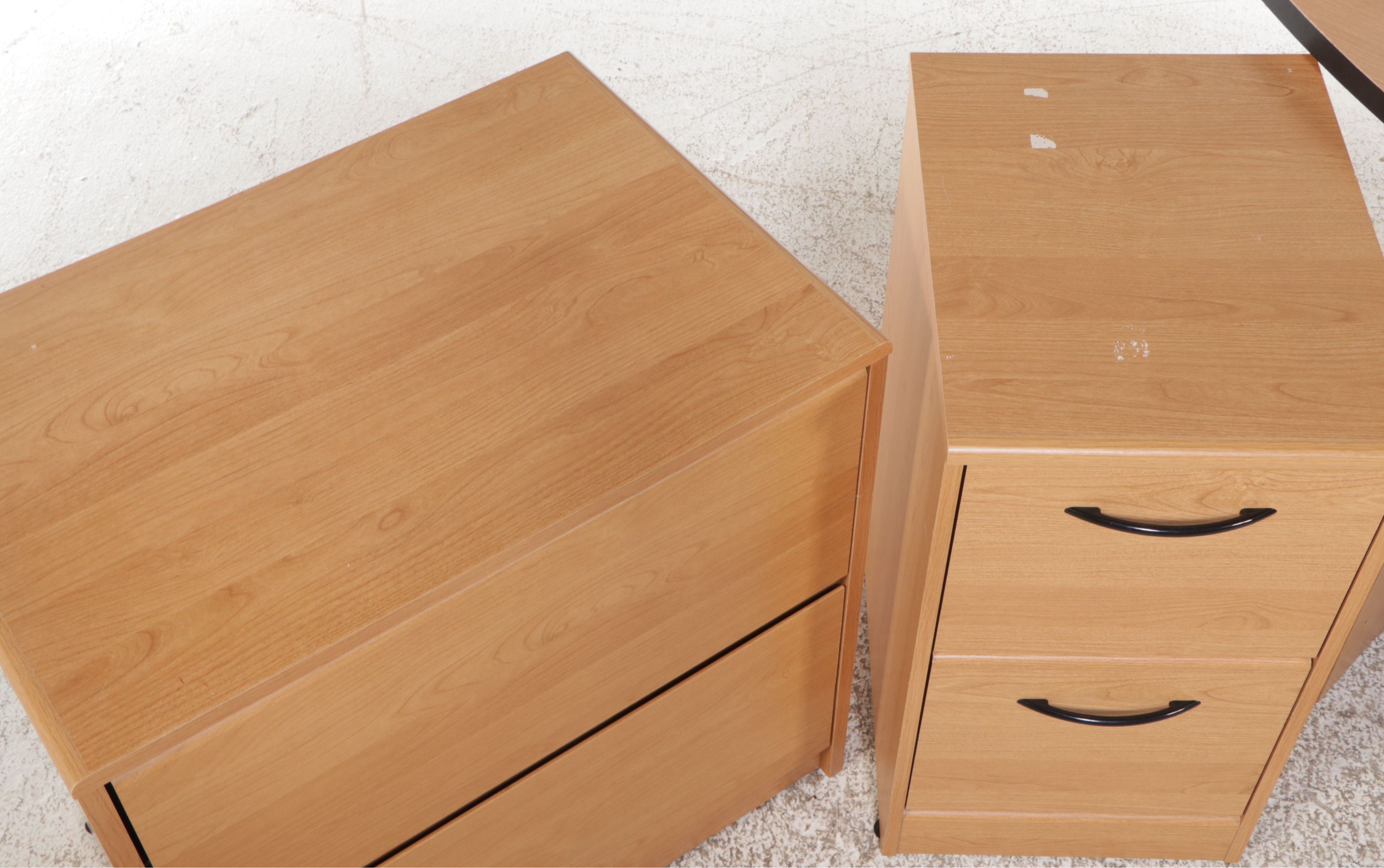 Contemporary Desk with Filing Cabinets