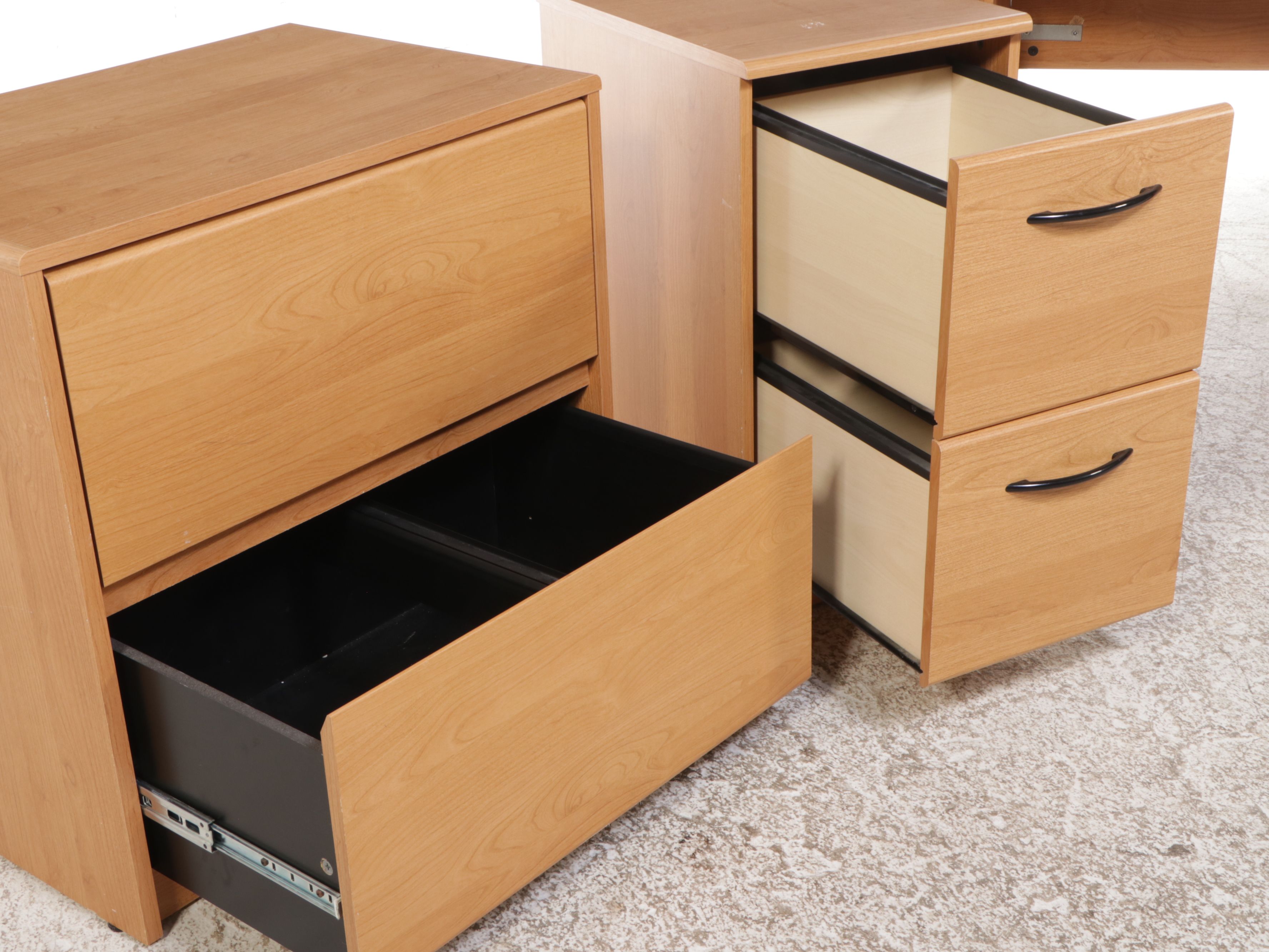 Contemporary Desk with Filing Cabinets