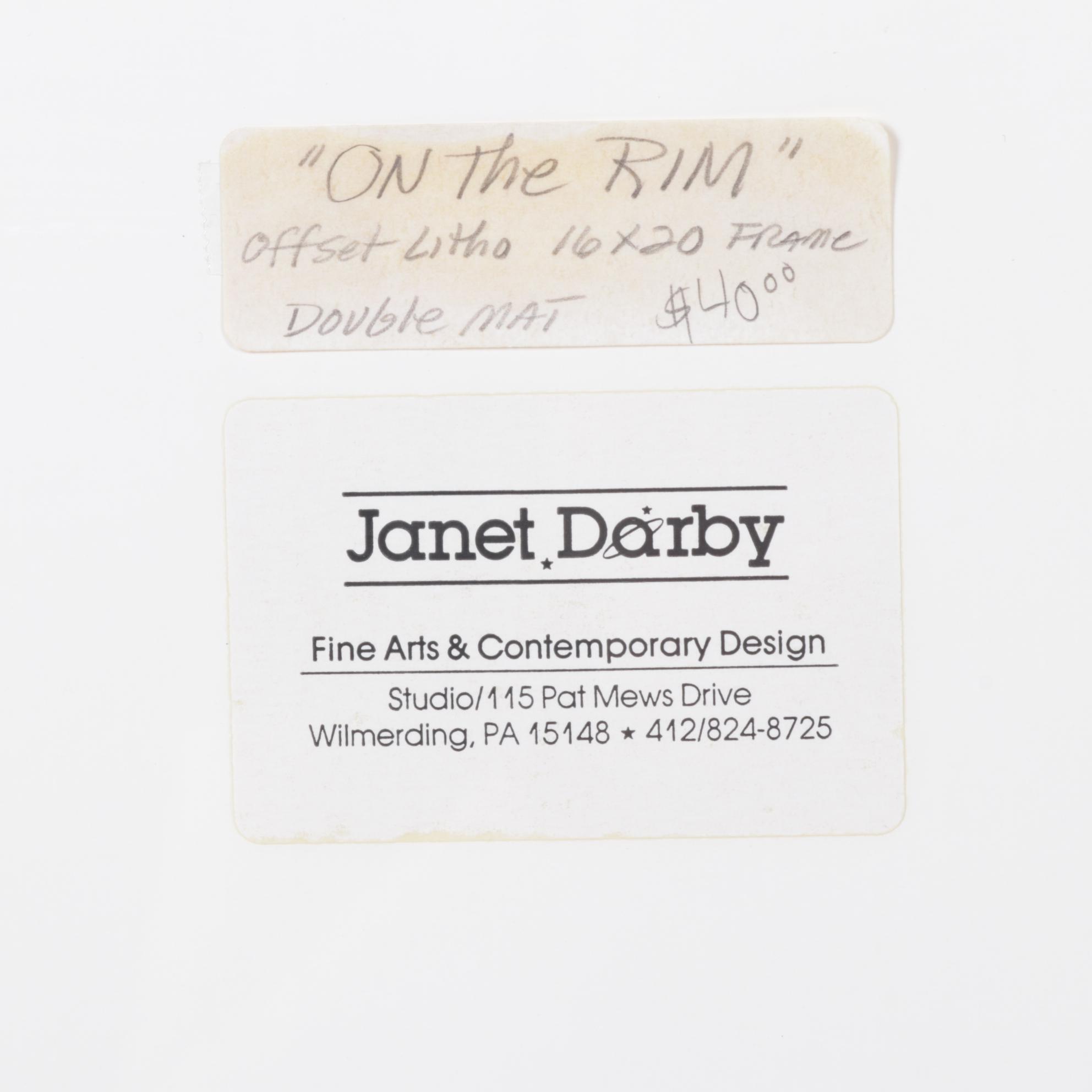 Janet Darby Offset Lithograph "Off the Rim"