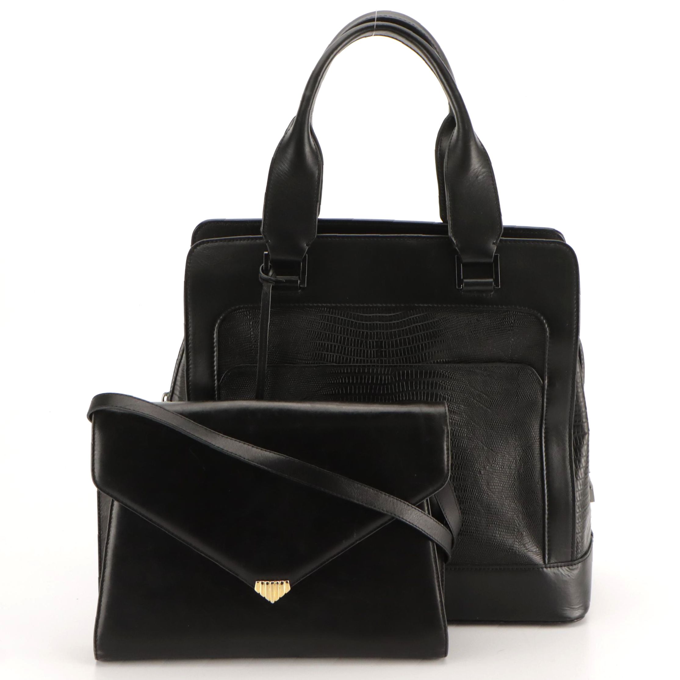 Salvatore Ferragamo Leather Envelope Flap Clutch/Shoulder Bag and Worth Tote