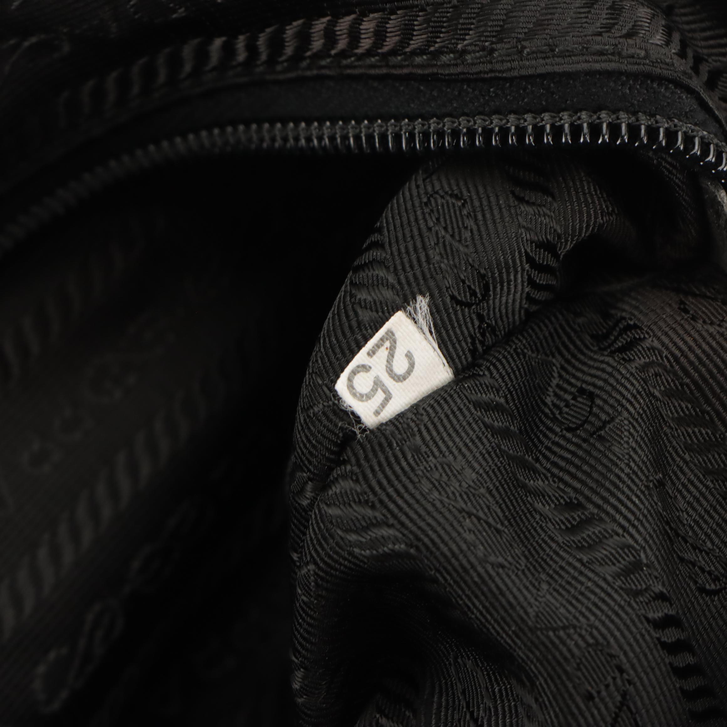 Prada Bowler Shoulder Bag in Black Tessuto Nylon and Black Leather Trim