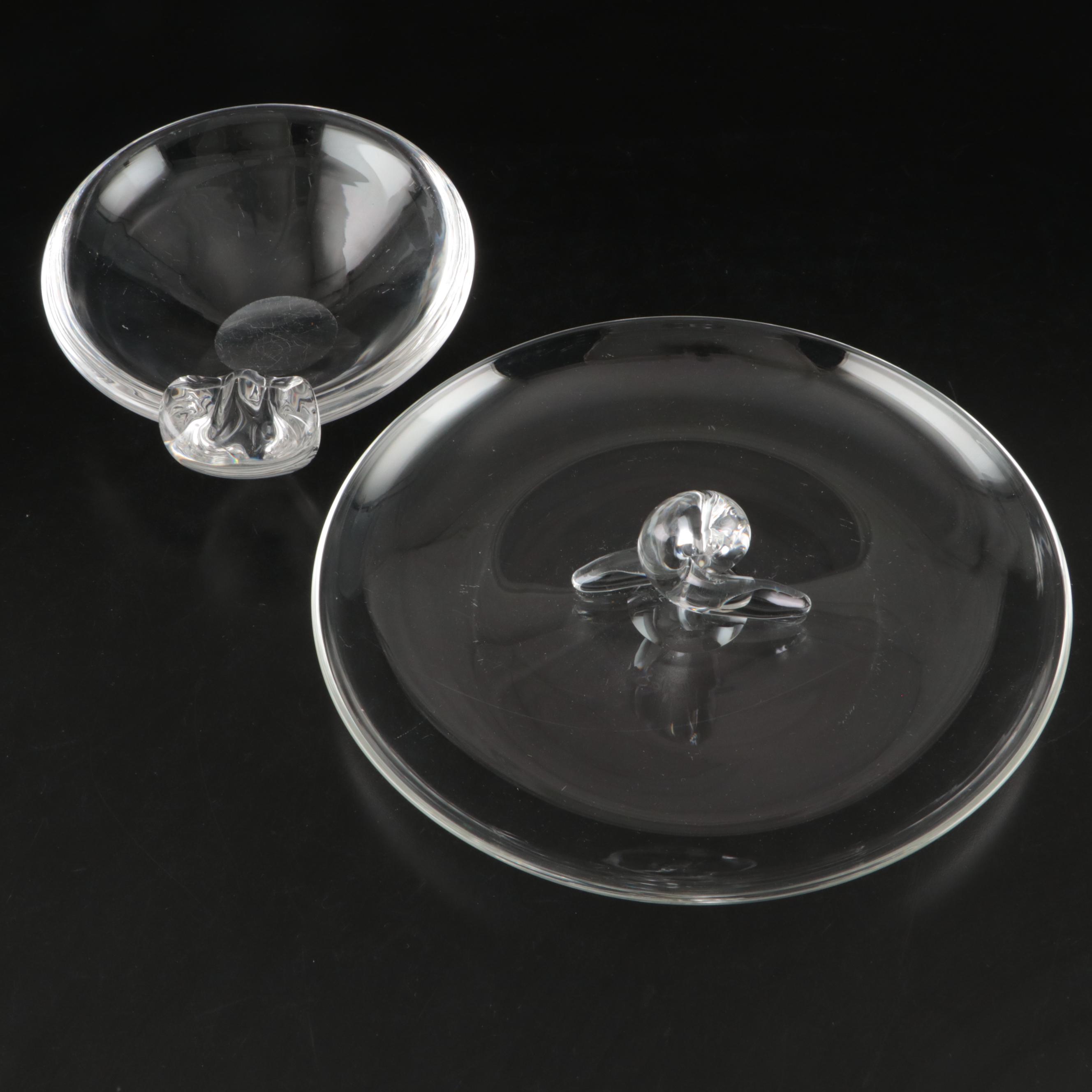 Steuben Art Glass Bowl and Tidbit Tray