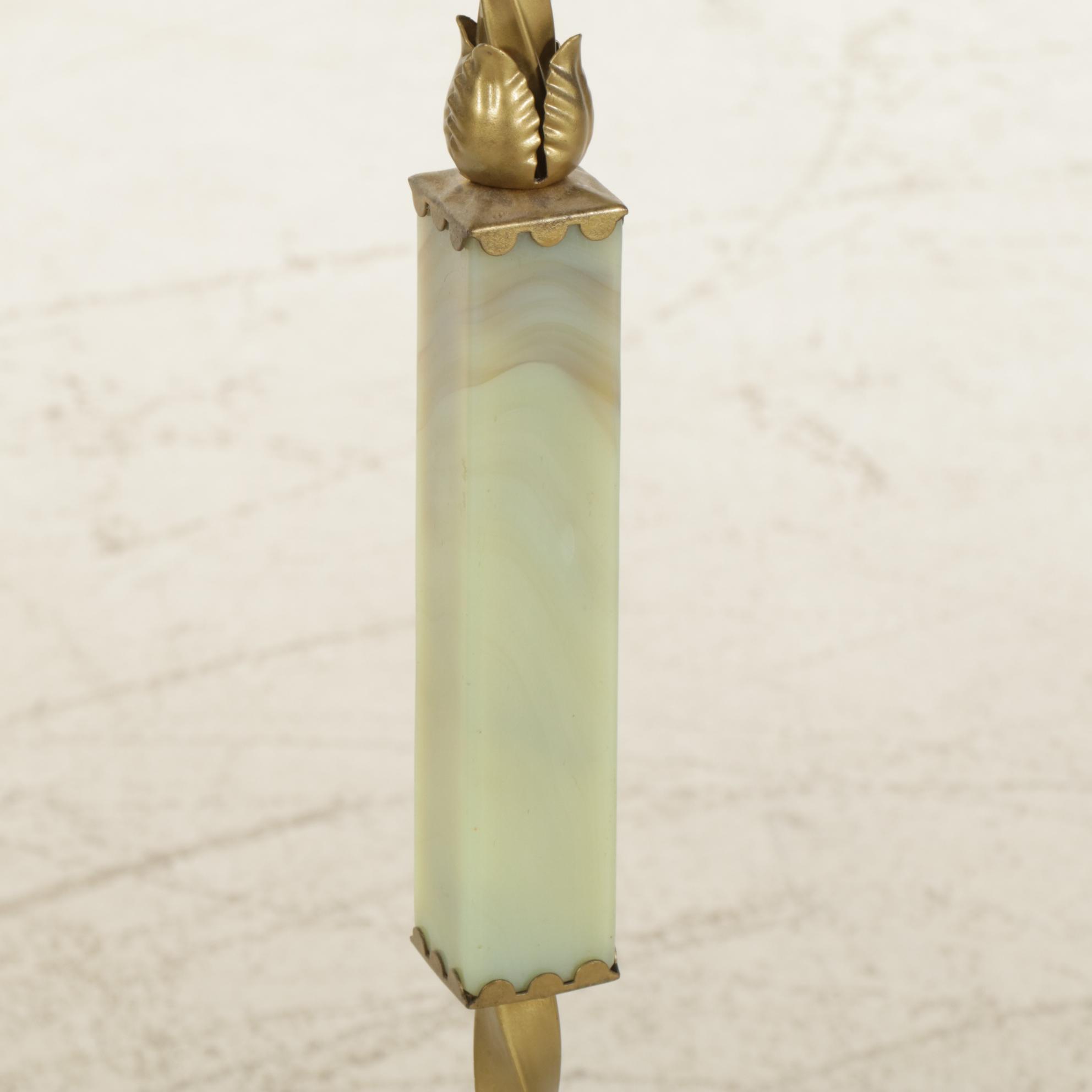 Victorian Bridge Arm and Uranium Glass Floor Lamp, Early 20th C