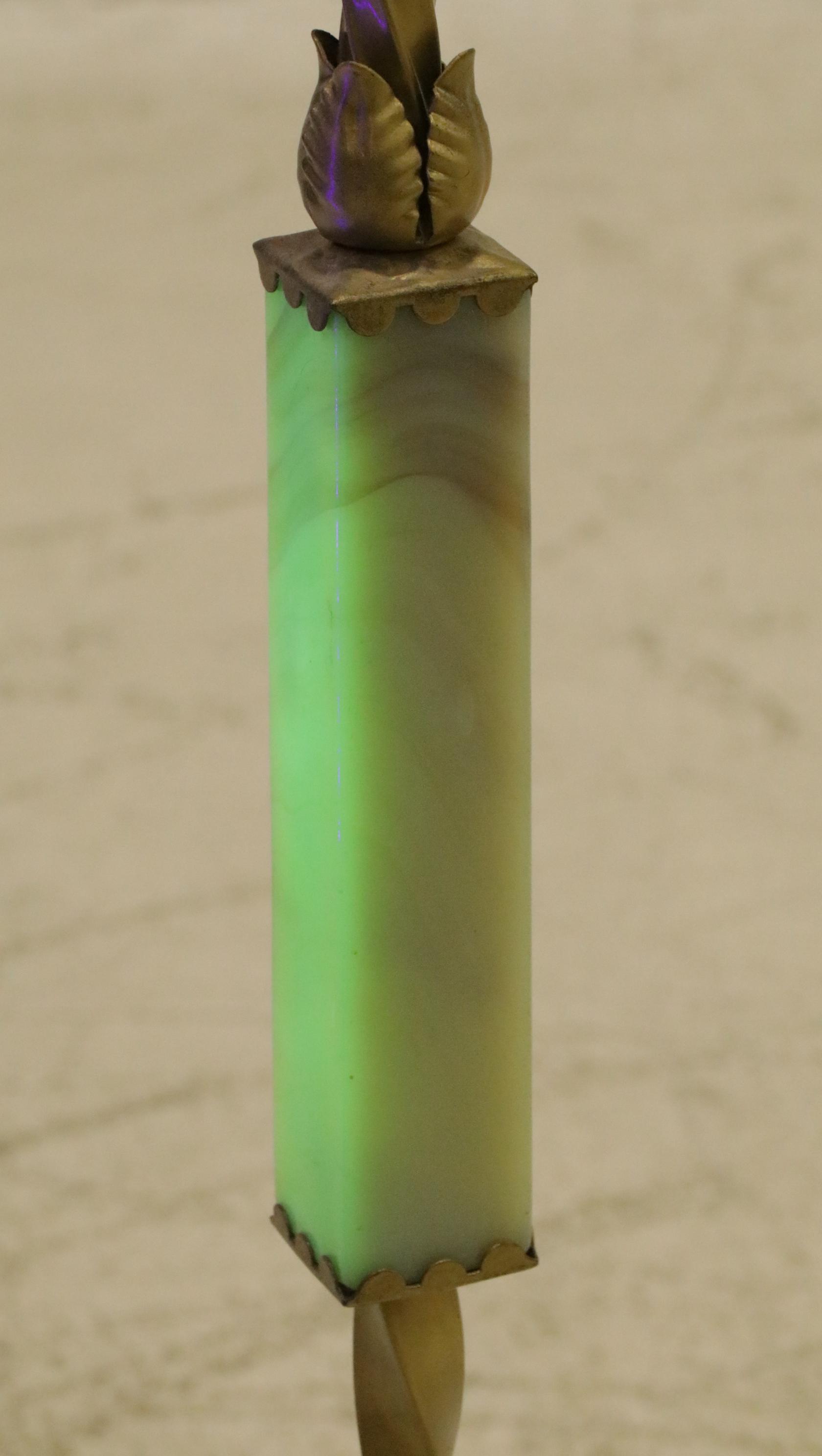 Victorian Bridge Arm and Uranium Glass Floor Lamp, Early 20th C