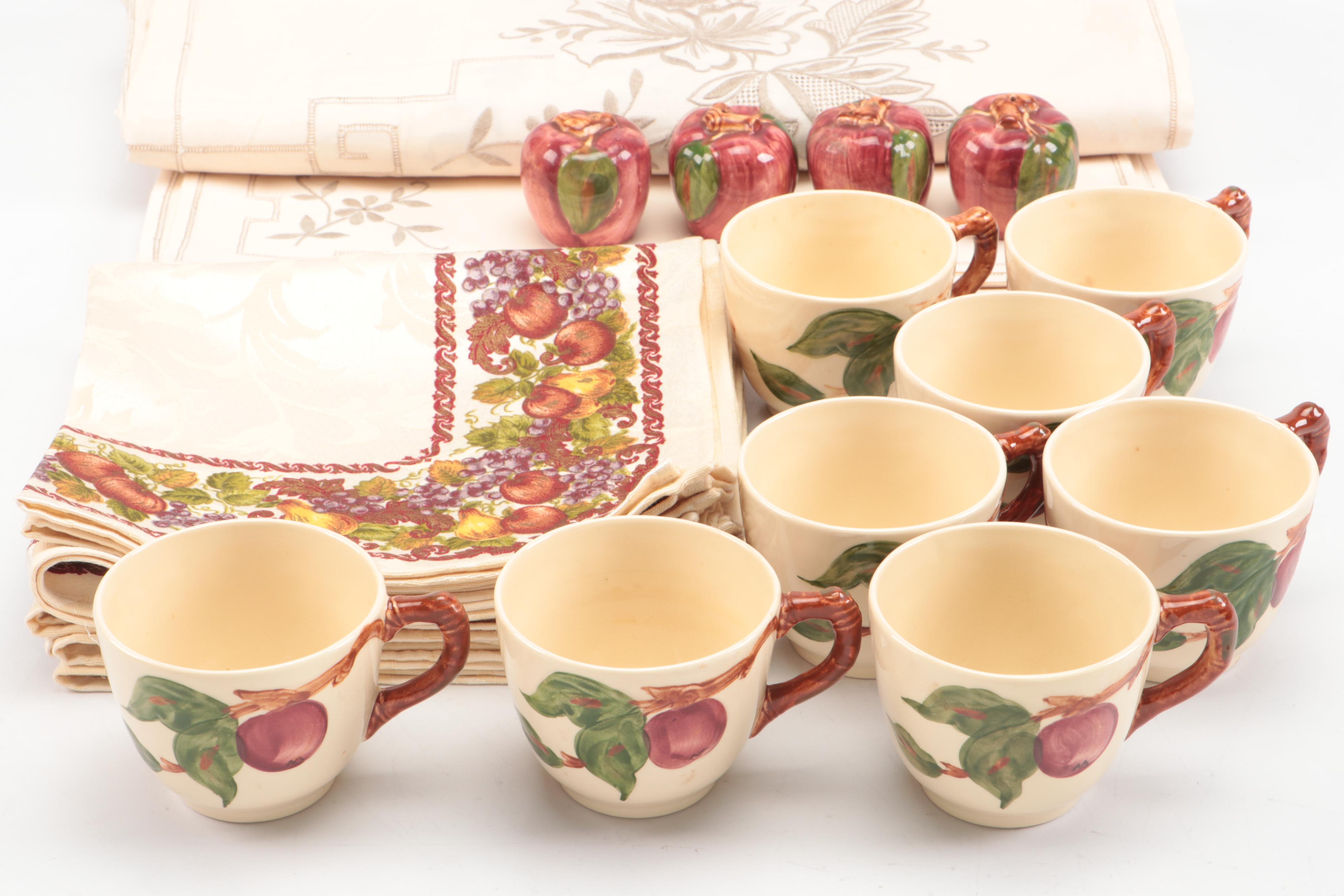Franciscan "Apple" Ceramic Dinnerware with Cotton Table Linens