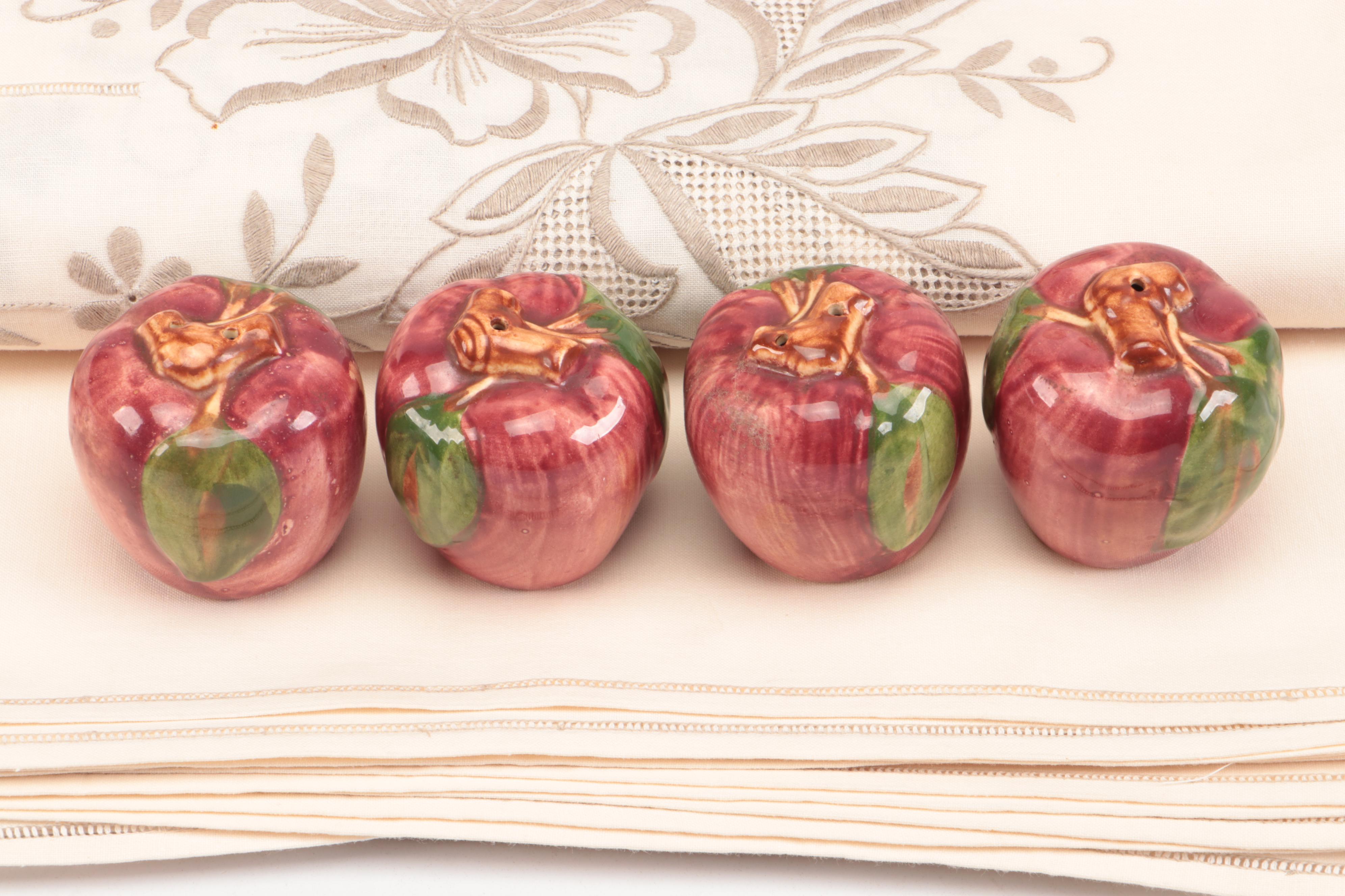 Franciscan "Apple" Ceramic Dinnerware with Cotton Table Linens