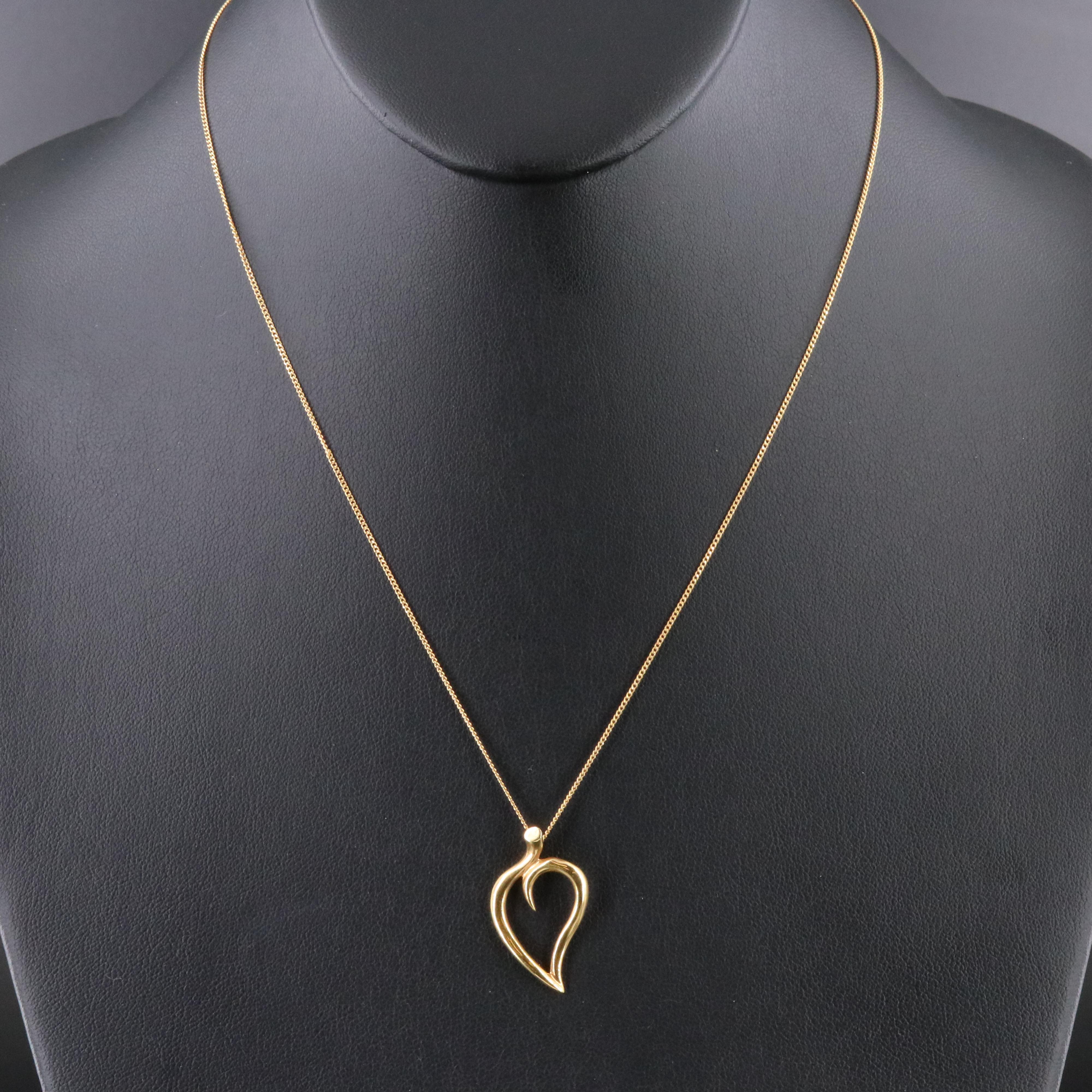Tiffany & Co. 18K Leaf Heart Necklace